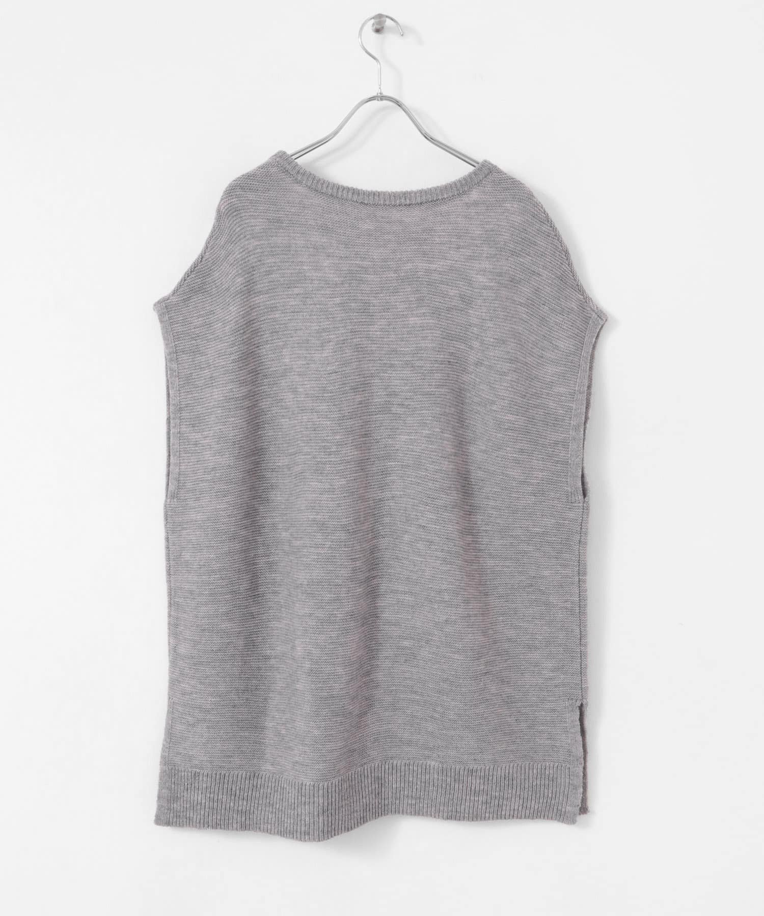 アンゴラタッチユルVニットベスト GRY FREE