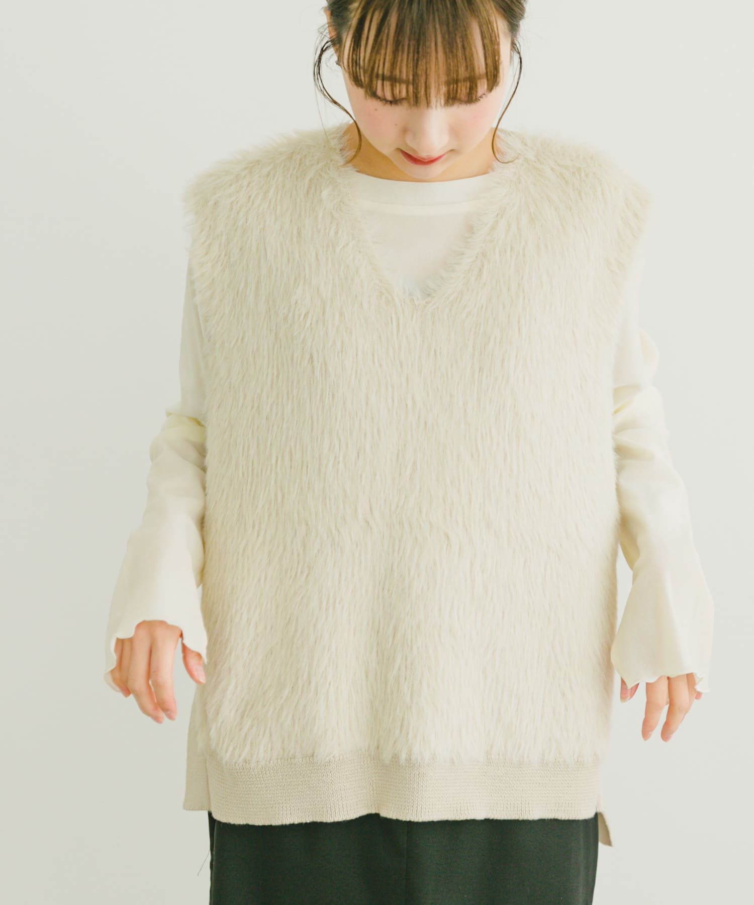 TOPS:ITA4-21A013 シアーベロアロングTシャツ