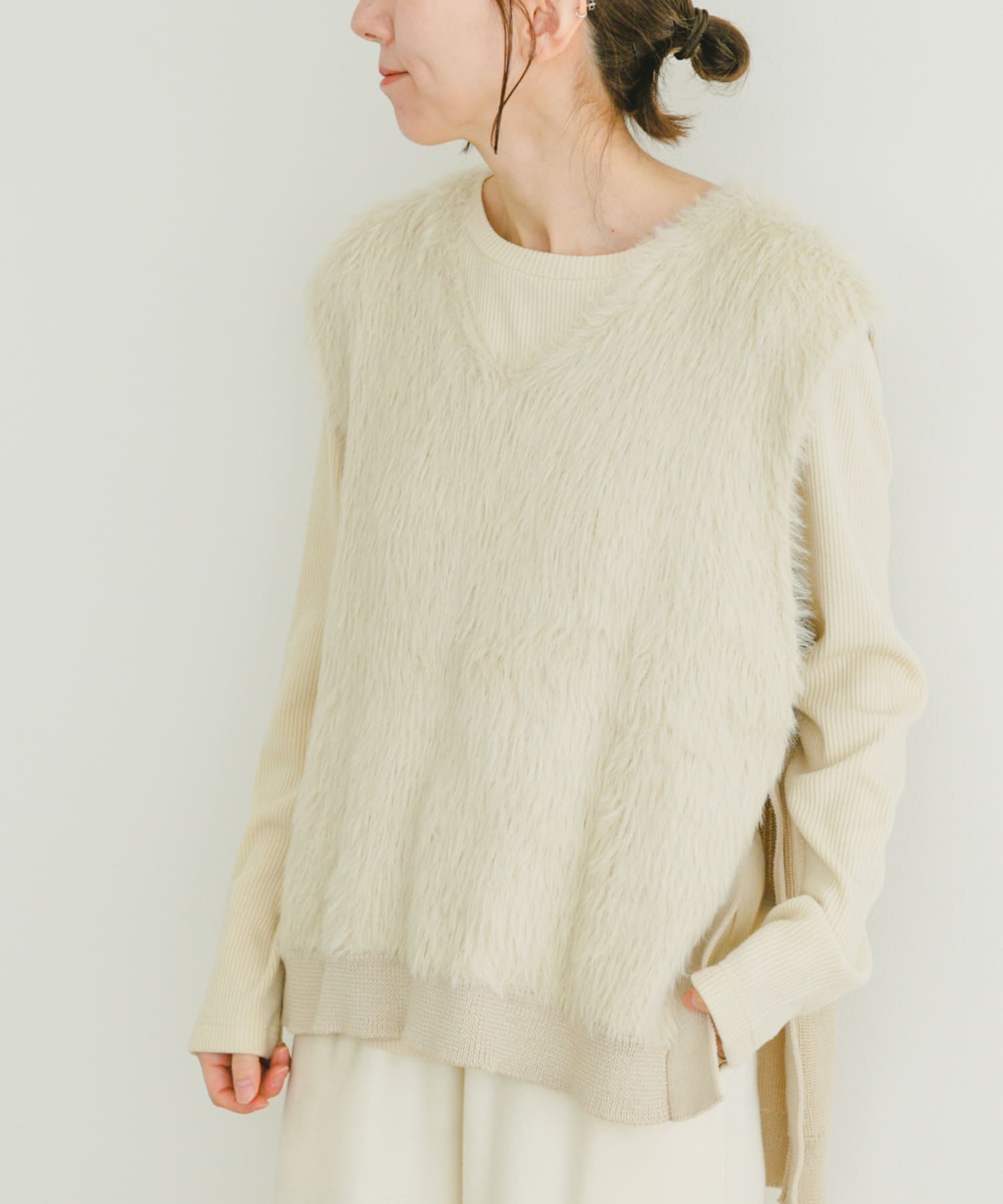 TOPS:ITA4-21A001 リブクルーネックカットソー