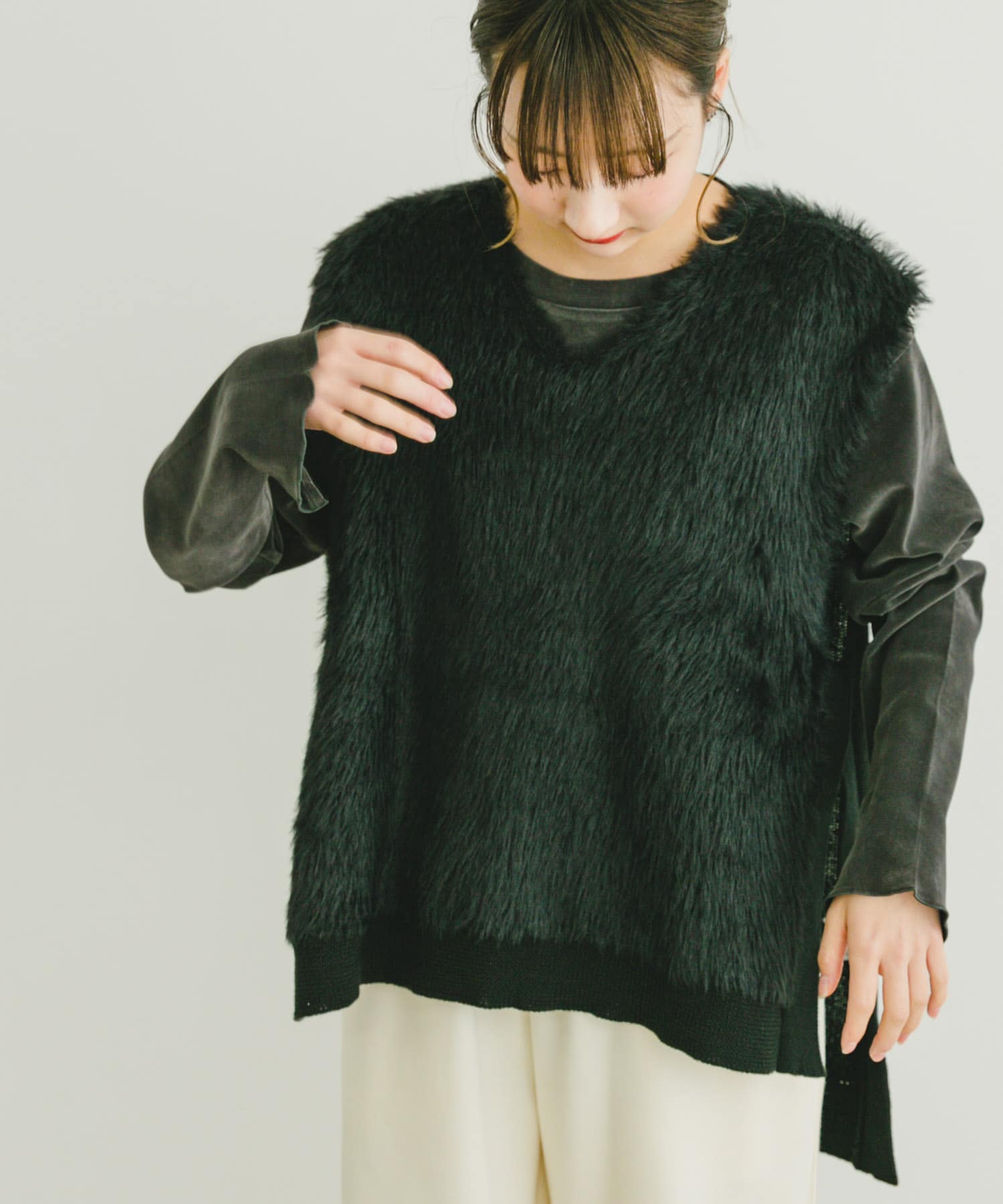 TOPS:ITA4-21A013 シアーベロアロングTシャツ