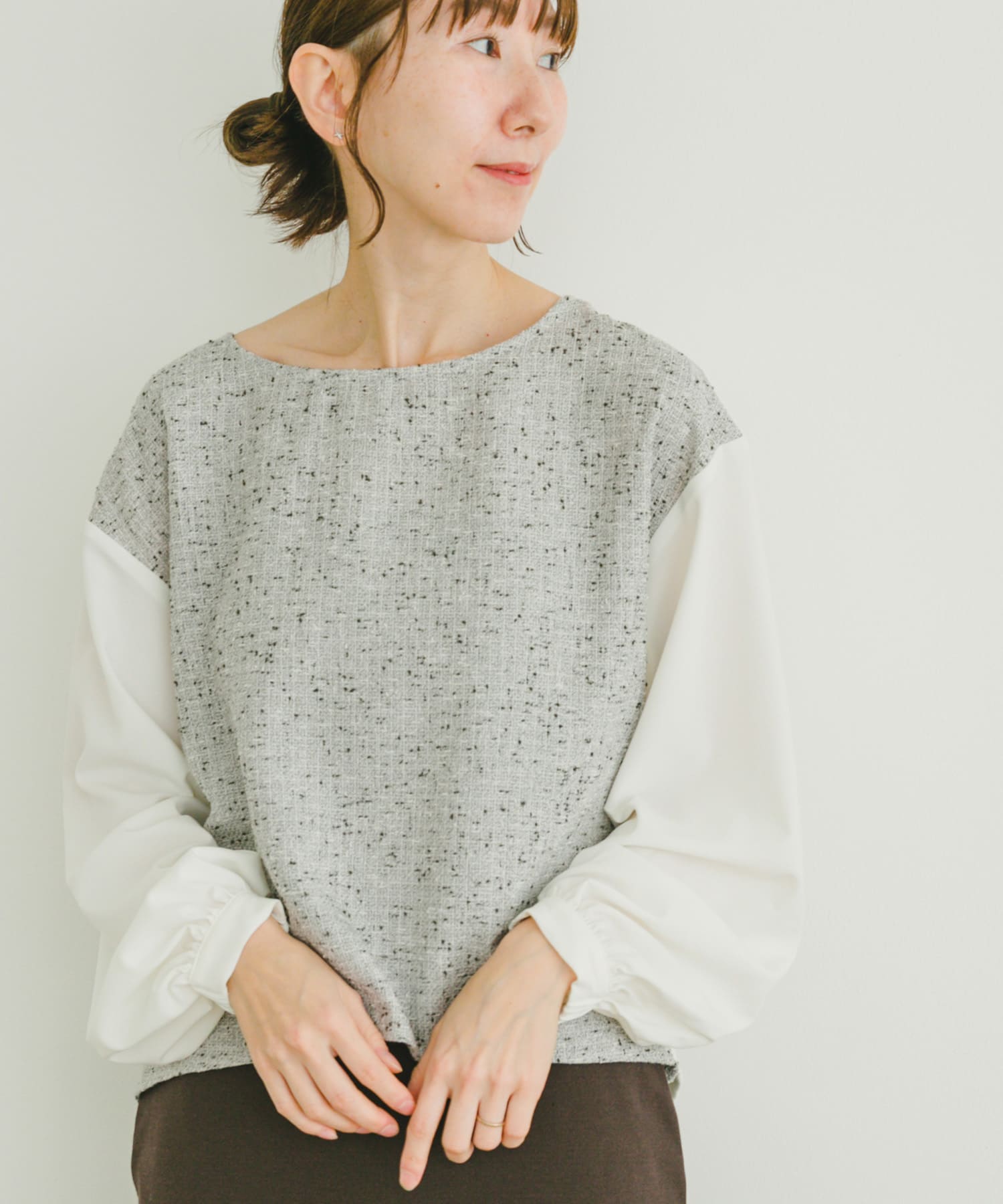 ツイードドッキングブラウス
