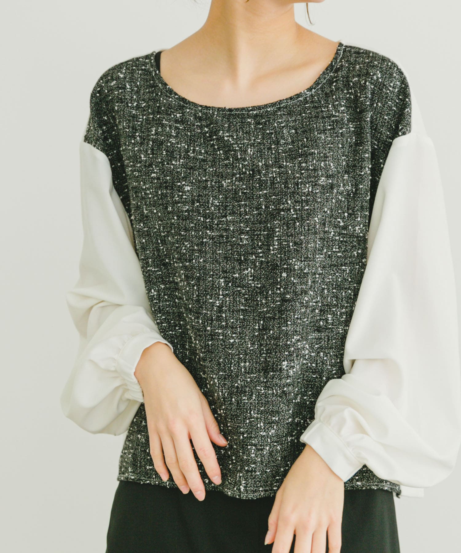 ツイードドッキングブラウス