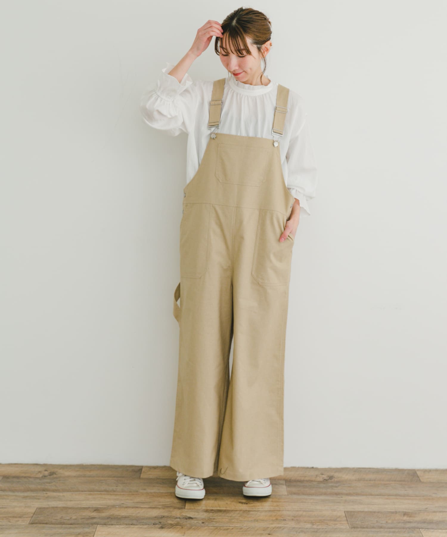 PANTS:ITA5-26A015/リネン混サロペット