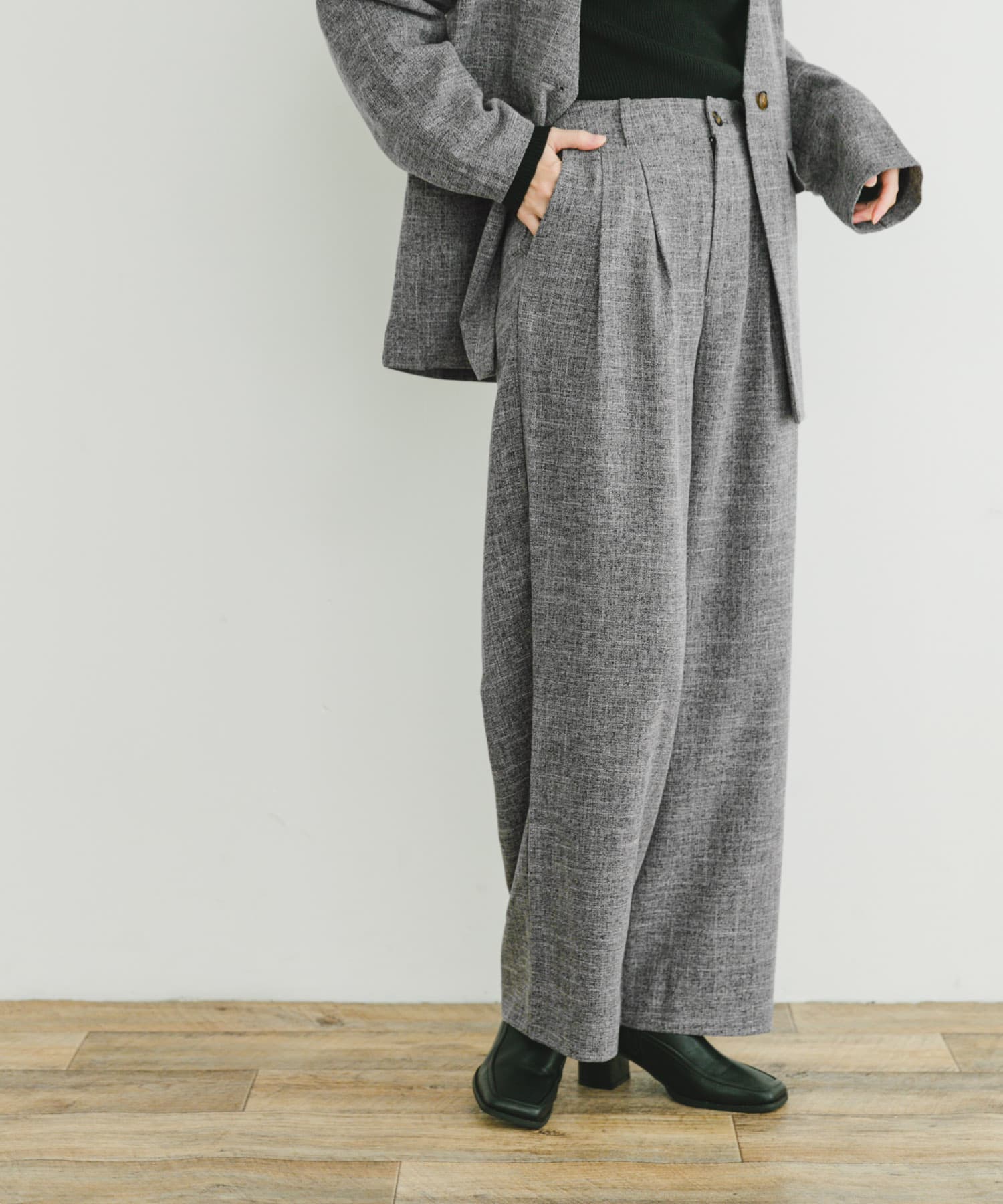 ツイードライクワイドパンツ