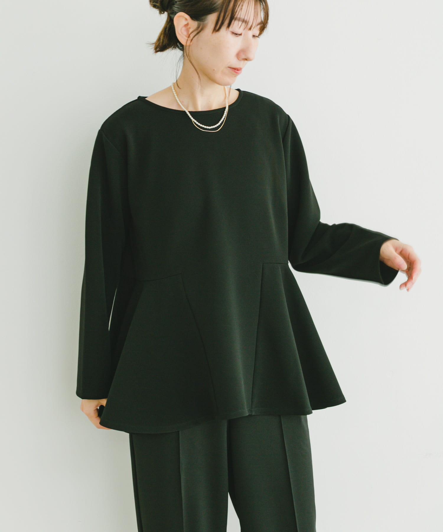 &pal アンドパル トップス•パンツ セット【新品】 ペプラムトップス×パンツセット(FREE BLK×BLK): ドレスライン
