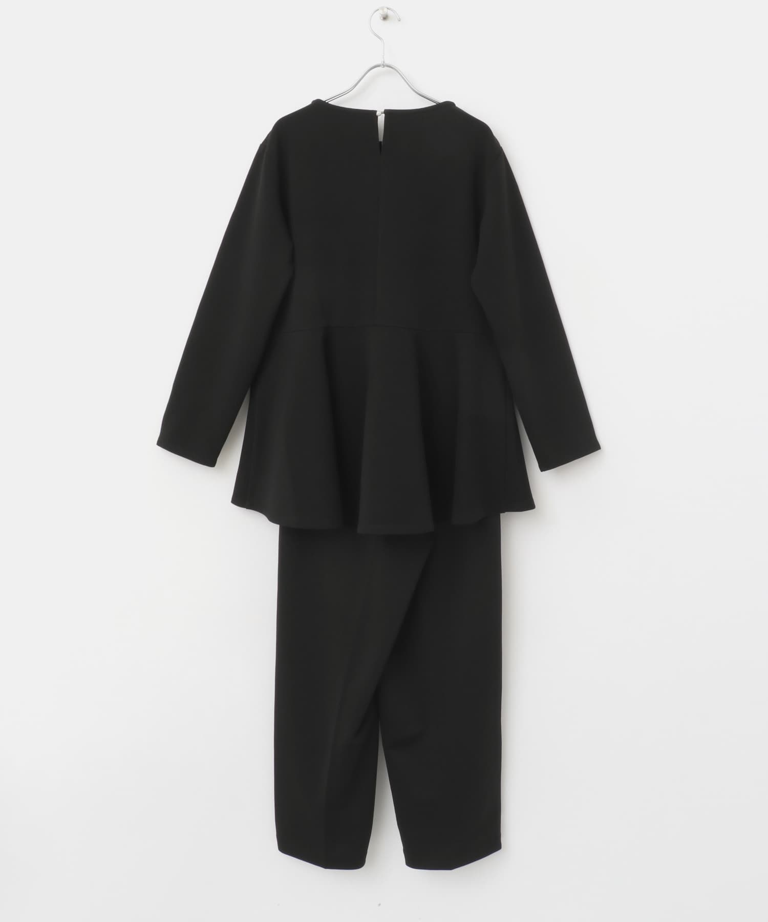 ペプラムトップス×パンツセット BLK×BLK FREE