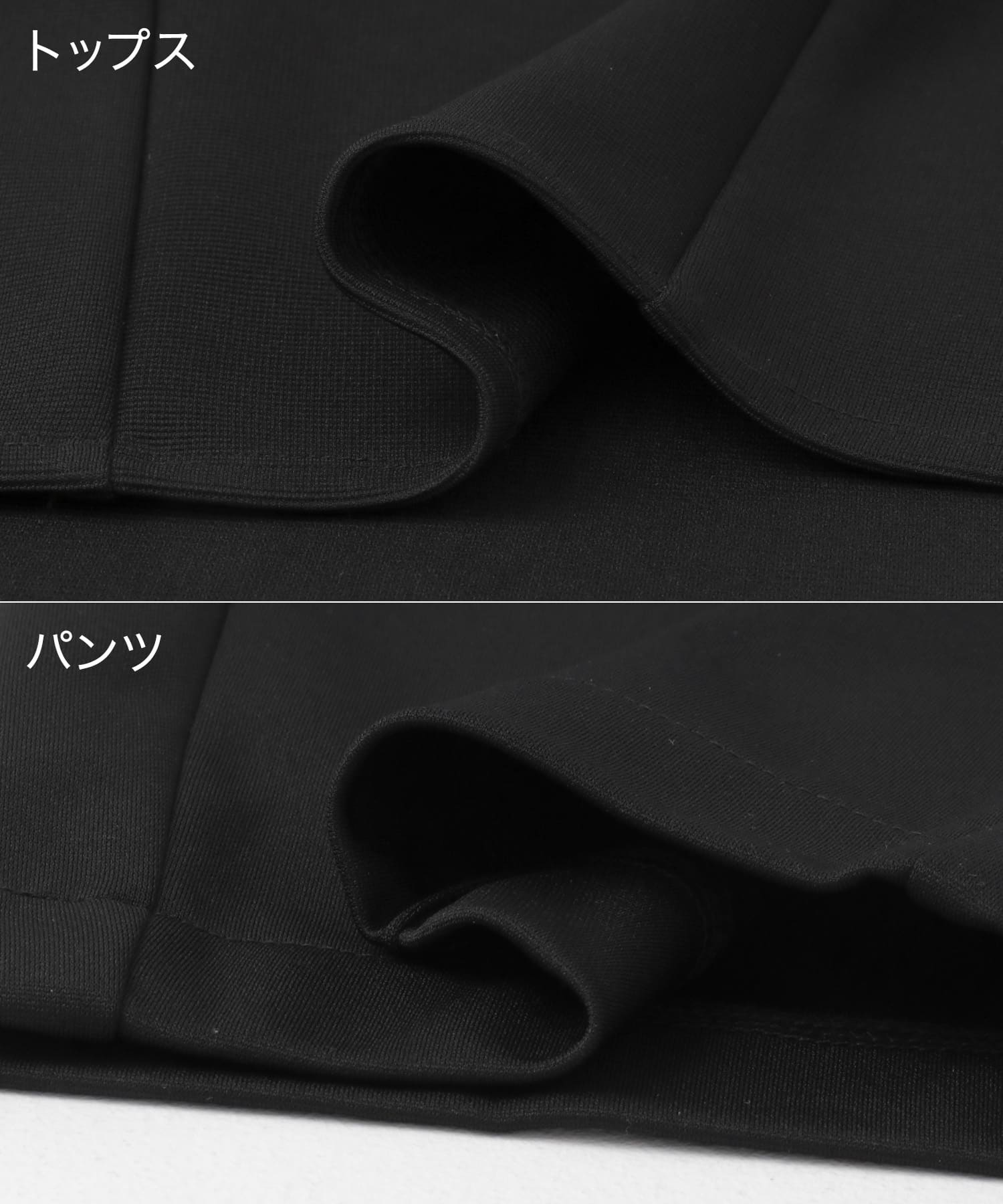 ペプラムトップス×パンツセット BLK×BLK FREE