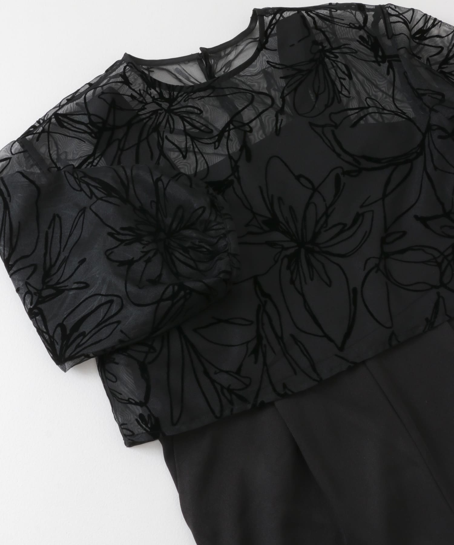 チュールトップス×オールインワンセット BLK FREE