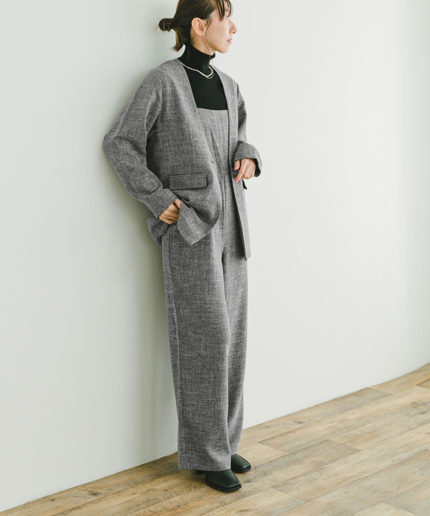 WITAPS ダークグレー ノーカラーミリタリージャケット　02 J2138 ノーカラーミリタリージャケット(F ブラック): アウター - RNA