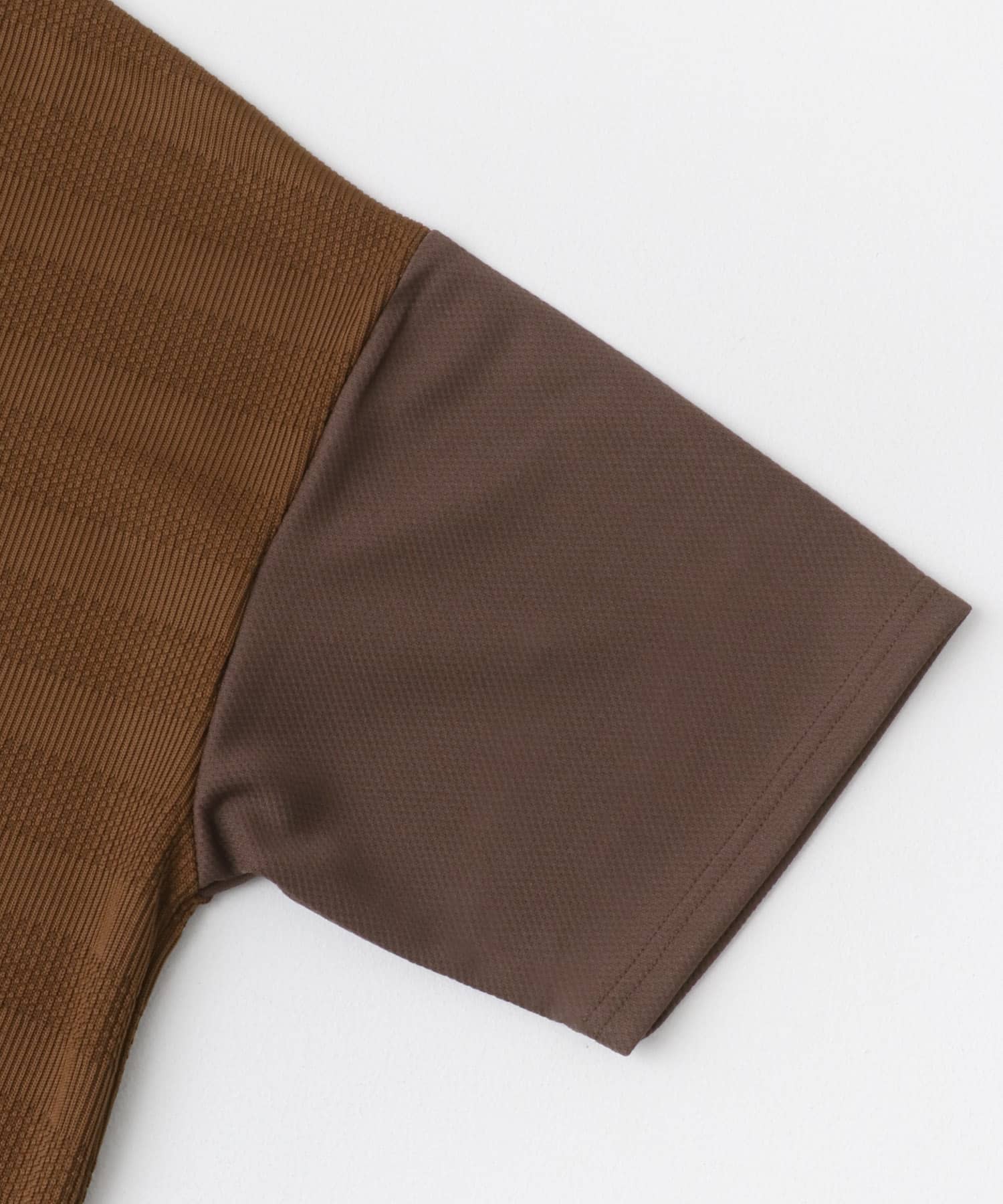 クルーネックジャカード切替トップス BRN M