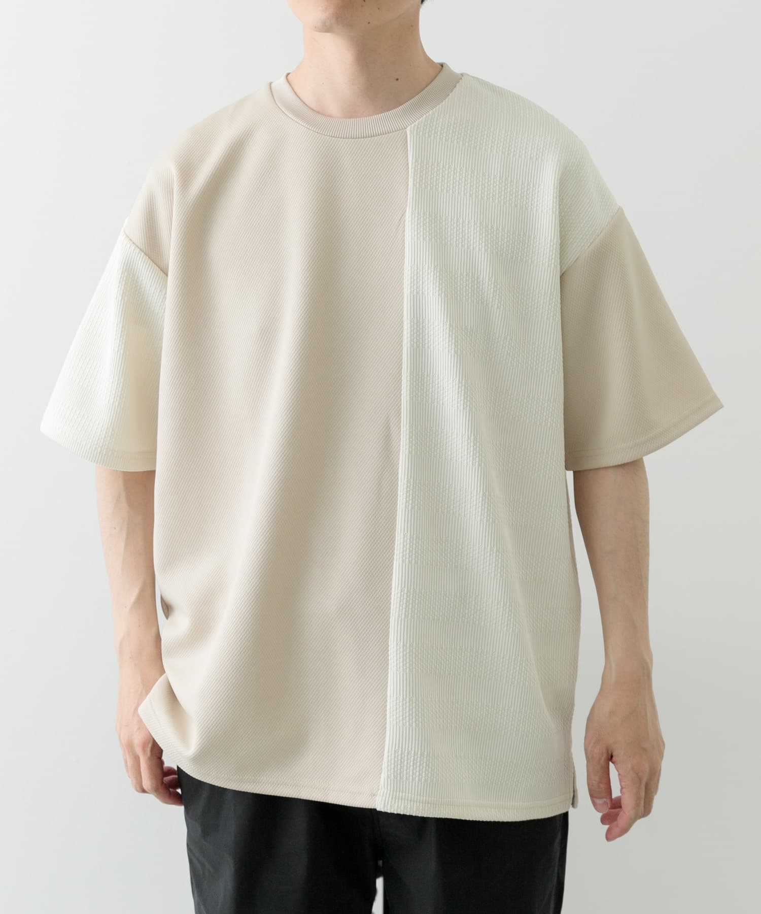 クルーネックジャカード切替トップス(M BEG): トップス｜URBAN