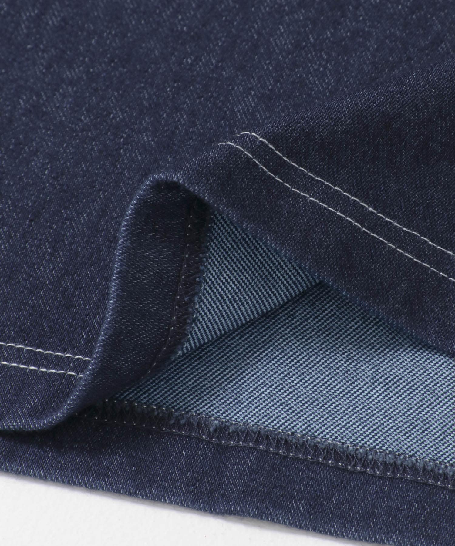 ワンポイント刺繍クルーネックデニムTシャツ NVY M