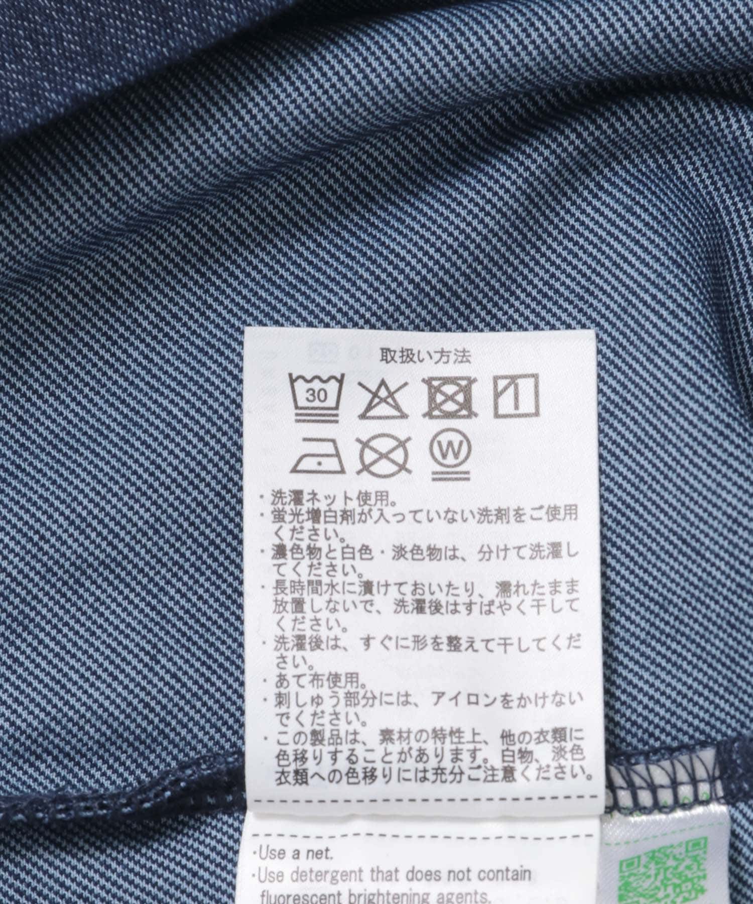 ワンポイント刺繍クルーネックデニムTシャツ NVY M