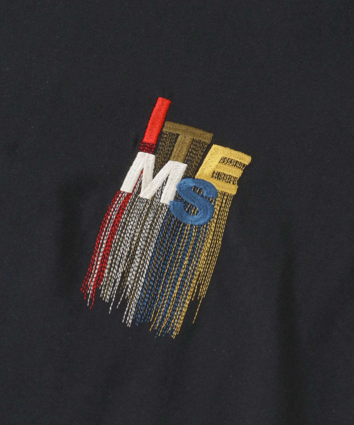 フリンジ刺繍T-shirts Logo BLK M