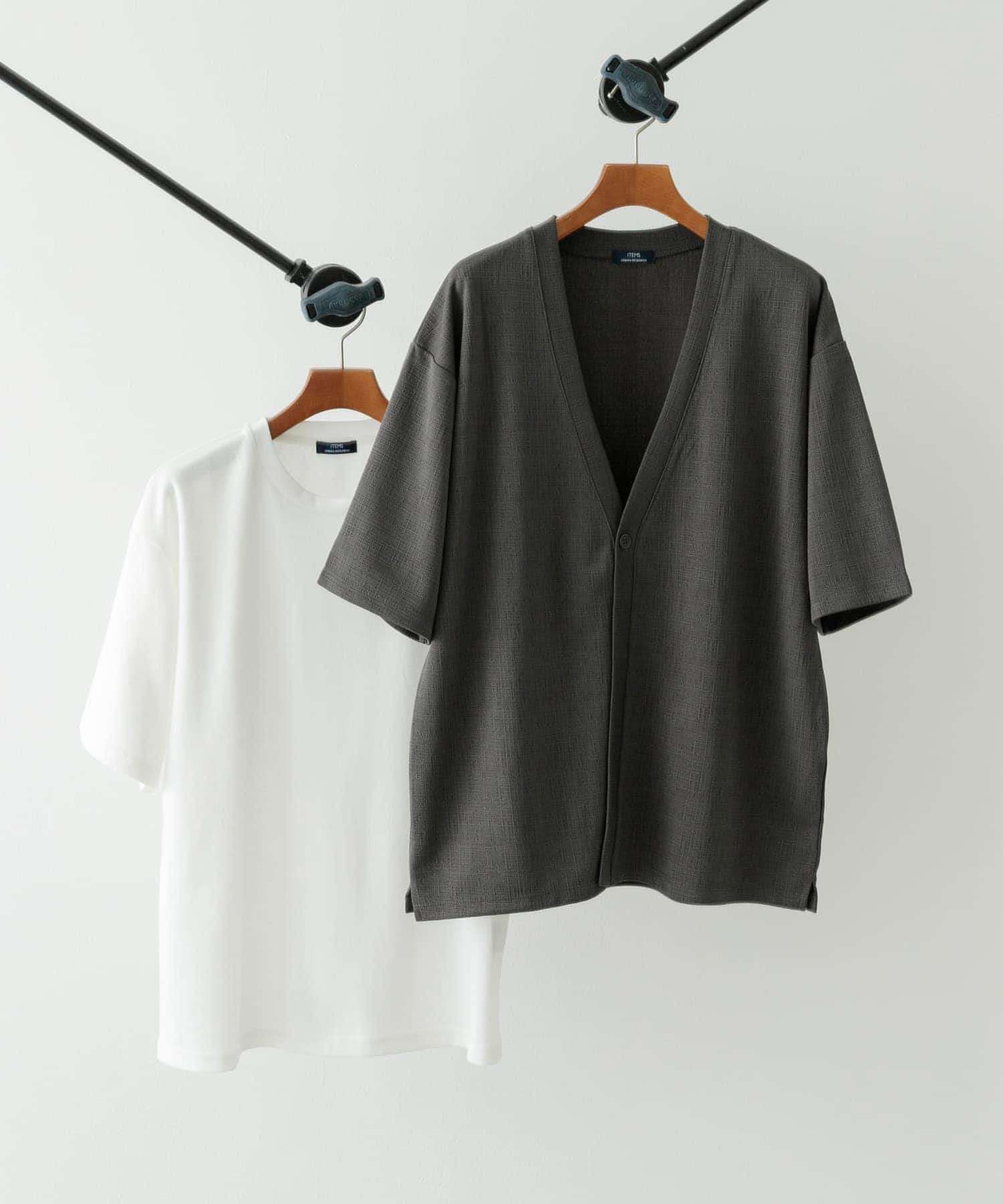 ジャガード5分袖カーディガン+ポンチTシャツセット