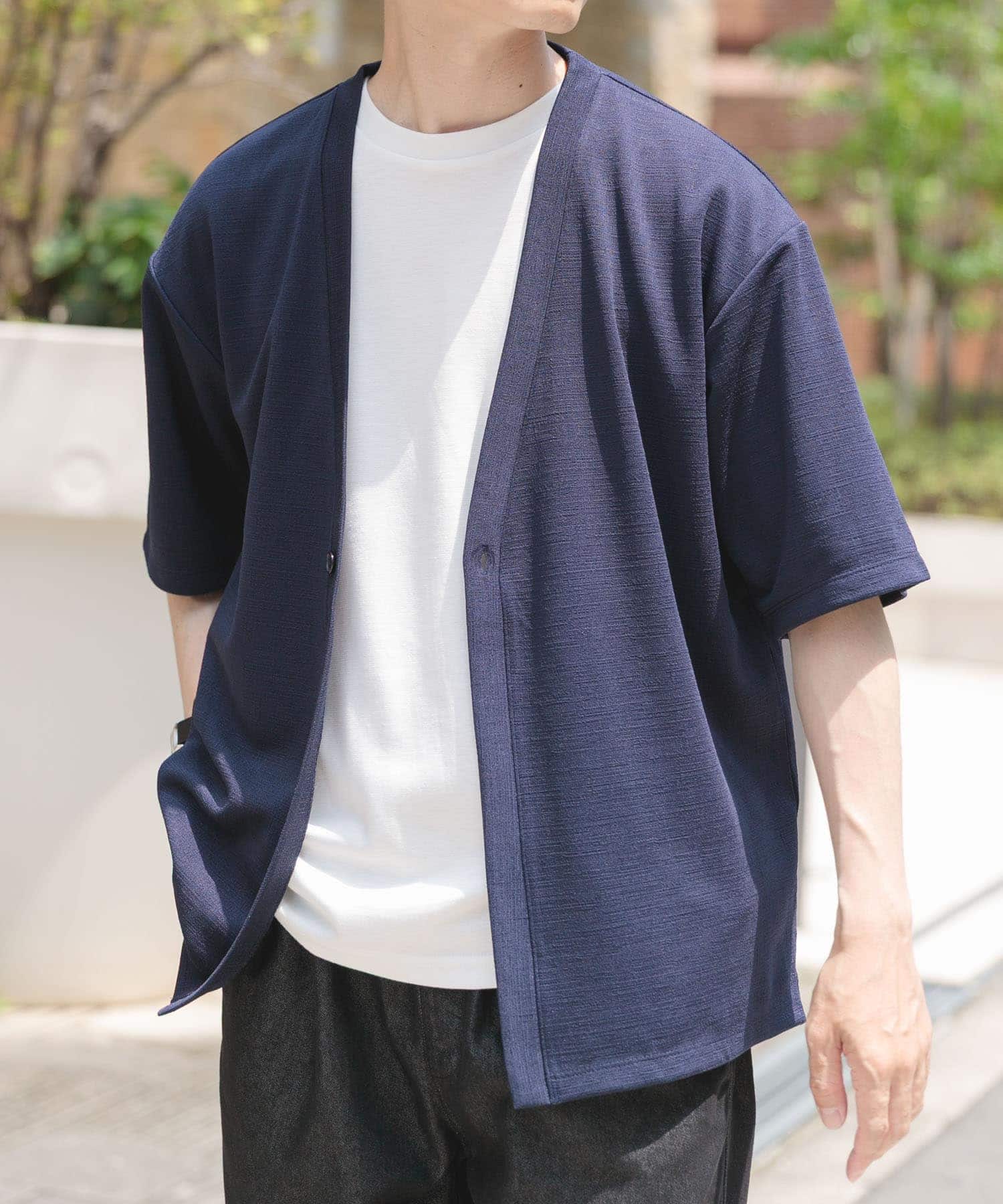 ジャガード5分袖カーディガン+ポンチTシャツセット