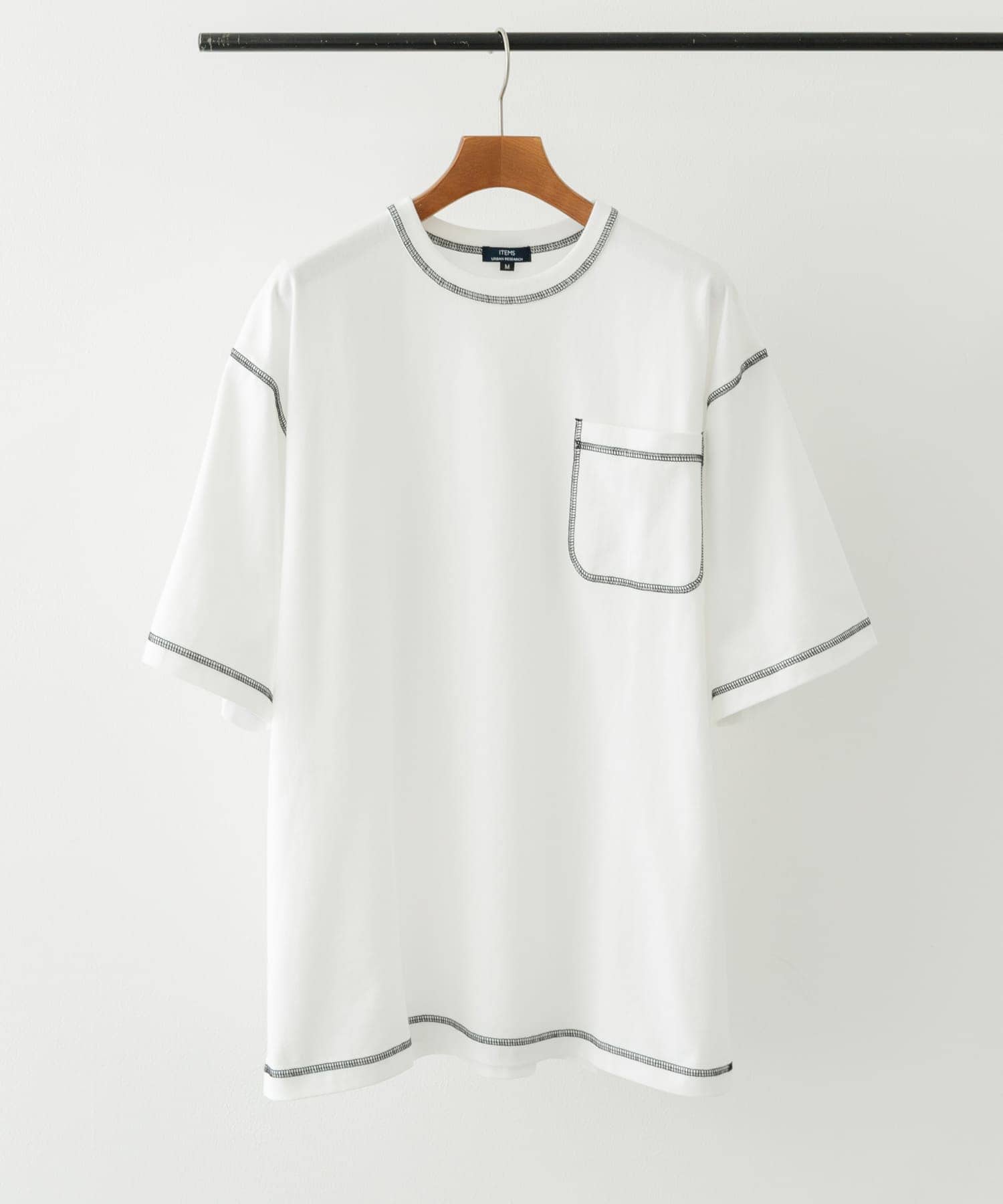 配色ステッチクルーネックTシャツ WHT S