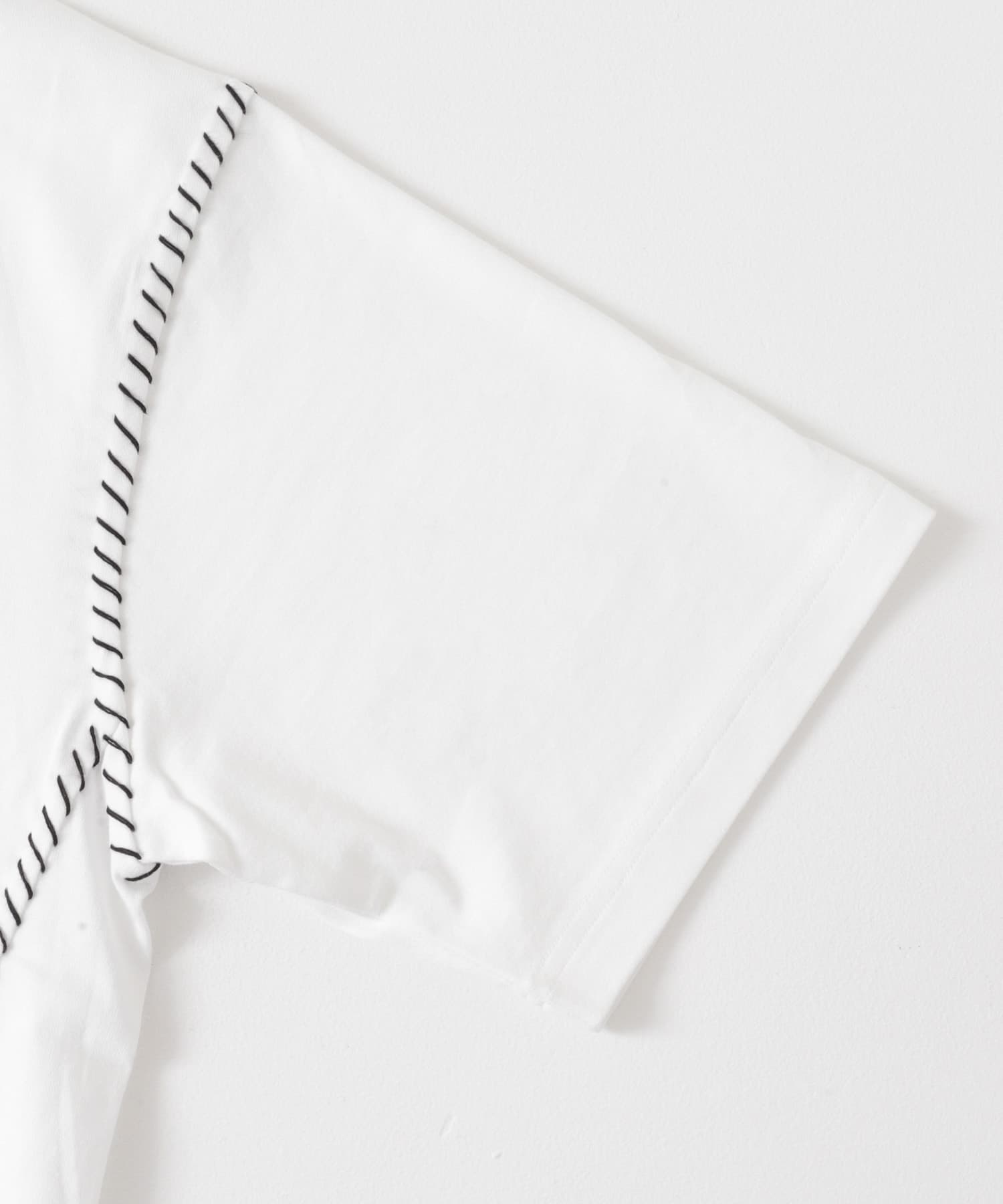 ブランケットステッチクルーネックTシャツ WHT S
