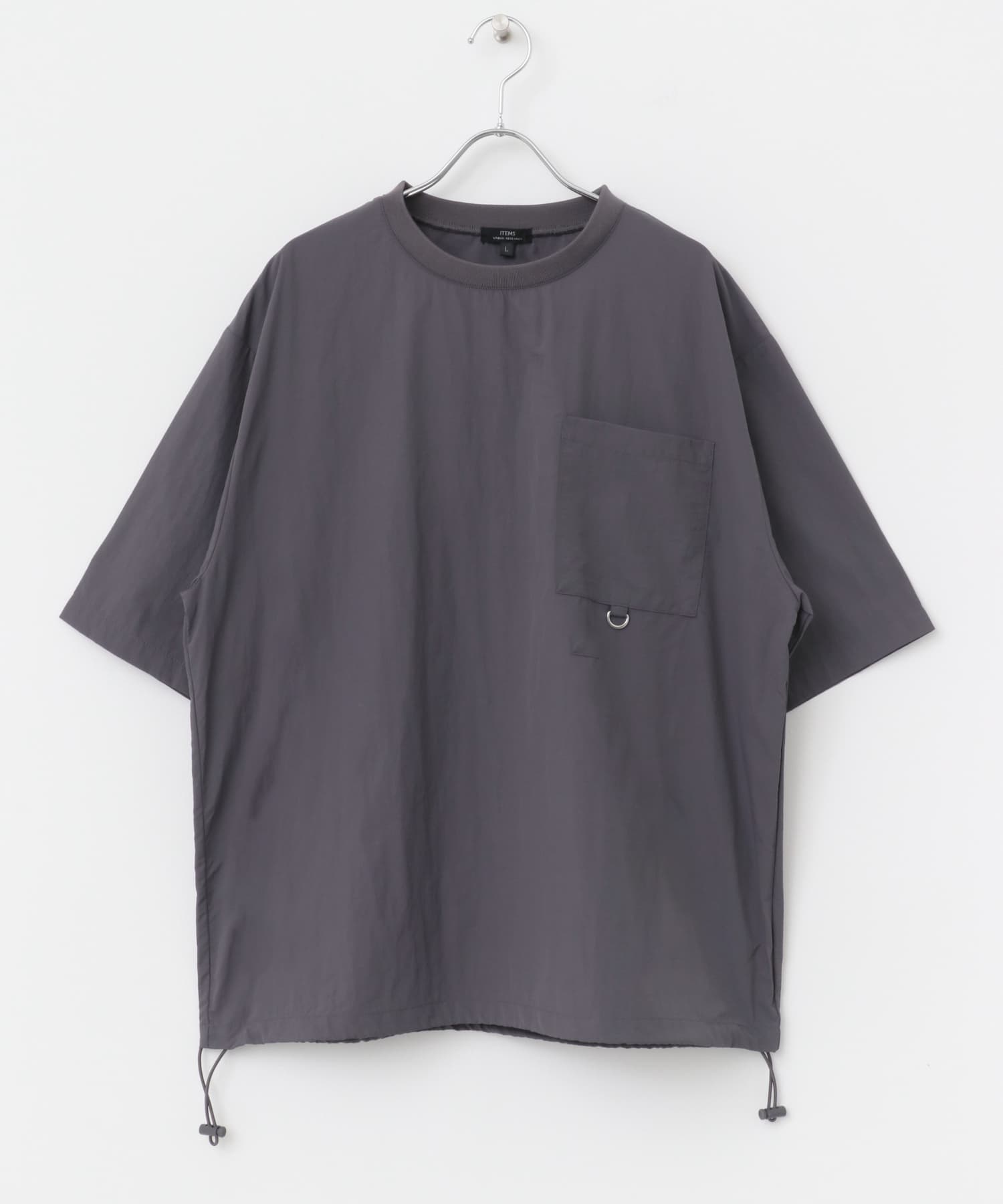 『撥水/イージーケア/接触冷感/UVカット』タスランナイロンクルーネックドロストTシャツ CHA M