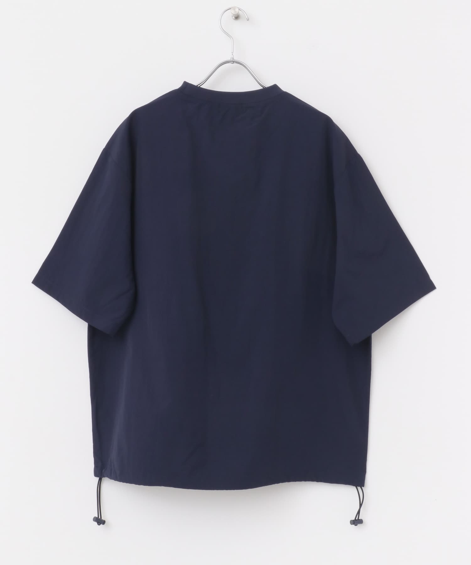 『撥水/イージーケア/接触冷感/UVカット』タスランナイロンクルーネックドロストTシャツ NVY M
