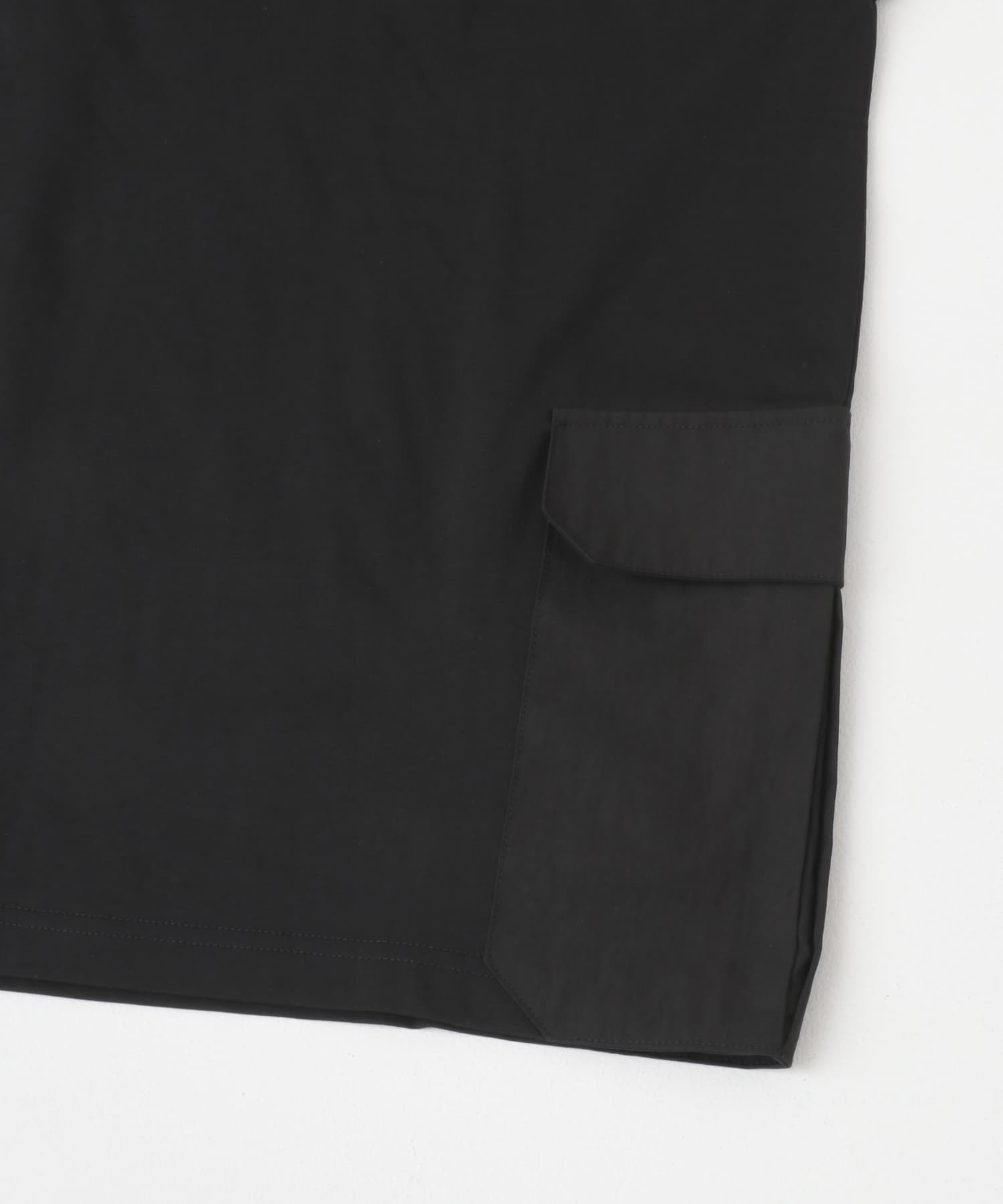 サイドポケットキリカエクルーネックTシャツ BLK M