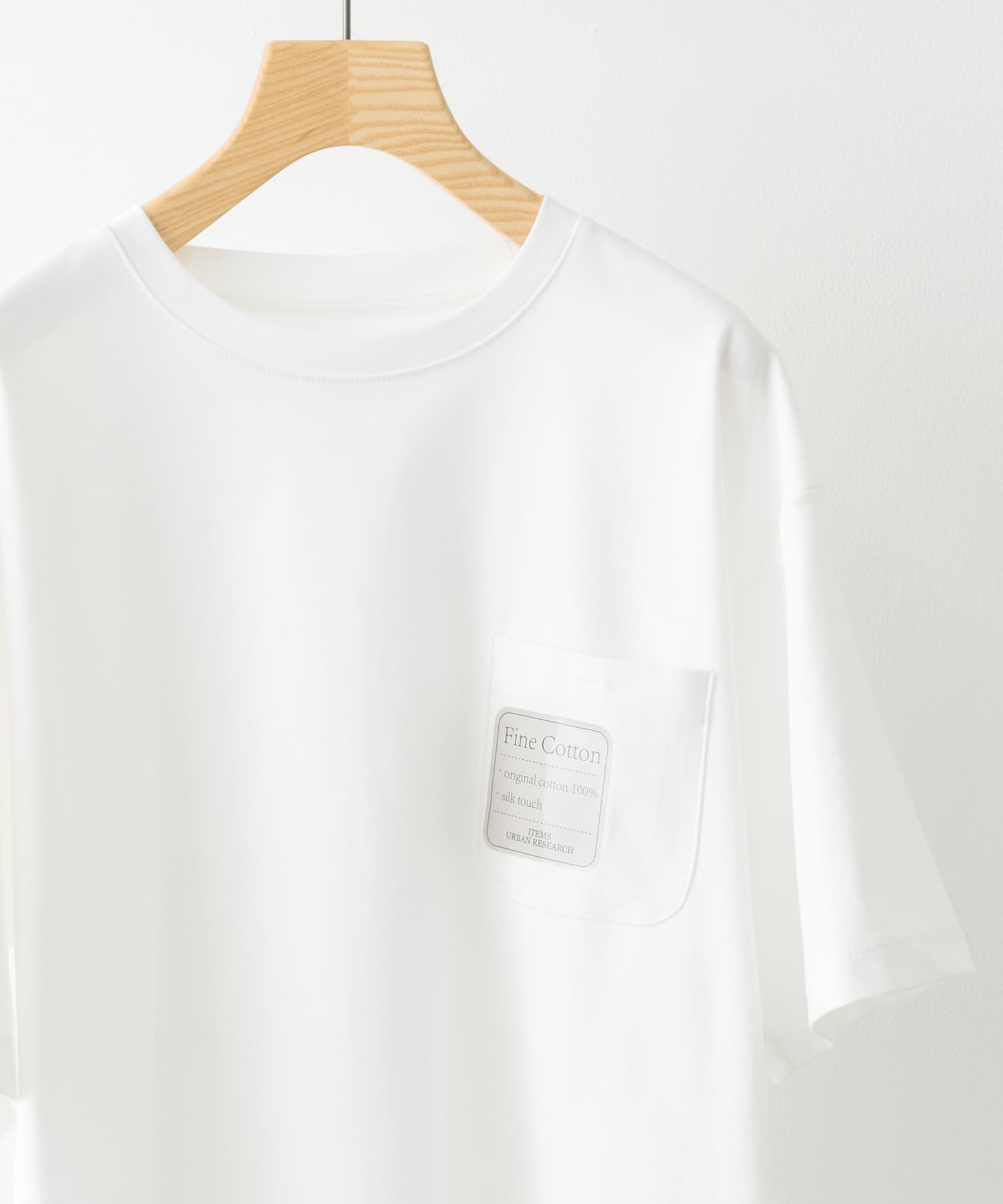 Fine Cotton クルーネックポケットTシャツ WHT M