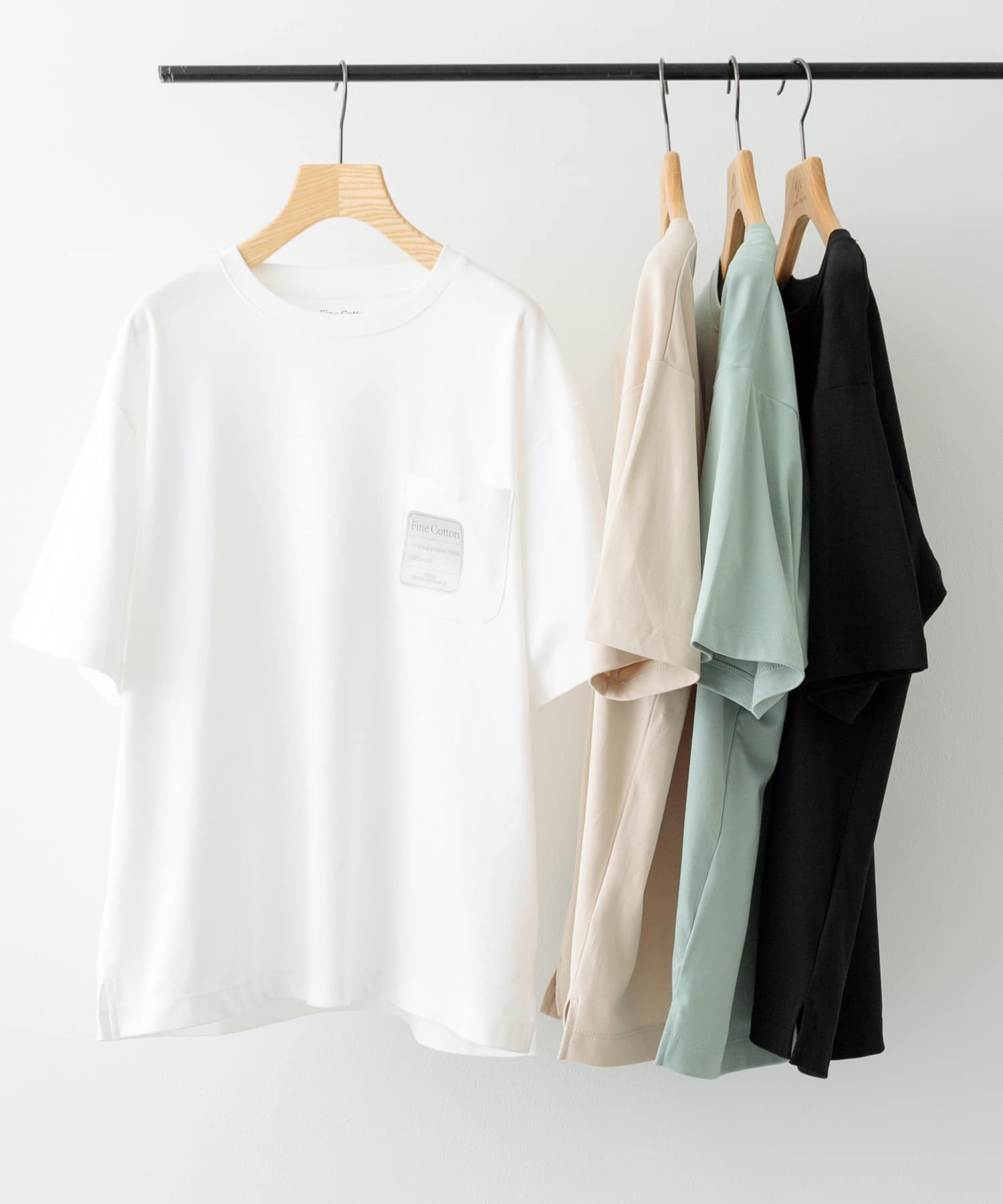 Fine Cotton クルーネックポケットTシャツ WHT M