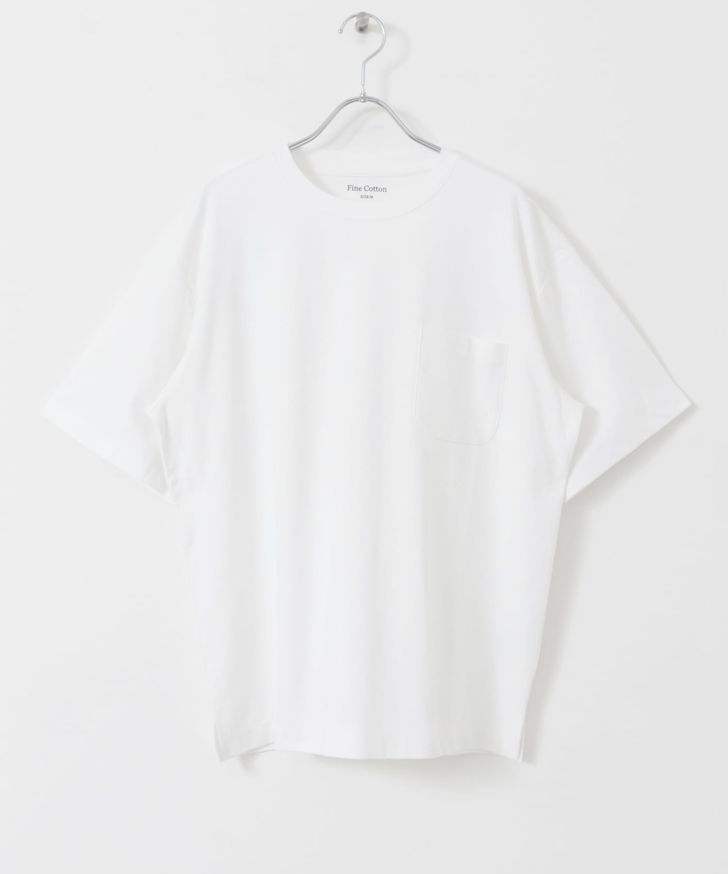 Fine Cotton クルーネックポケットTシャツ WHT S