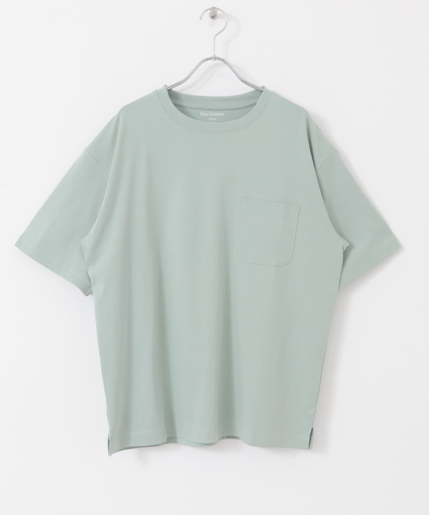 Fine Cotton クルーネックポケットTシャツ GRN S