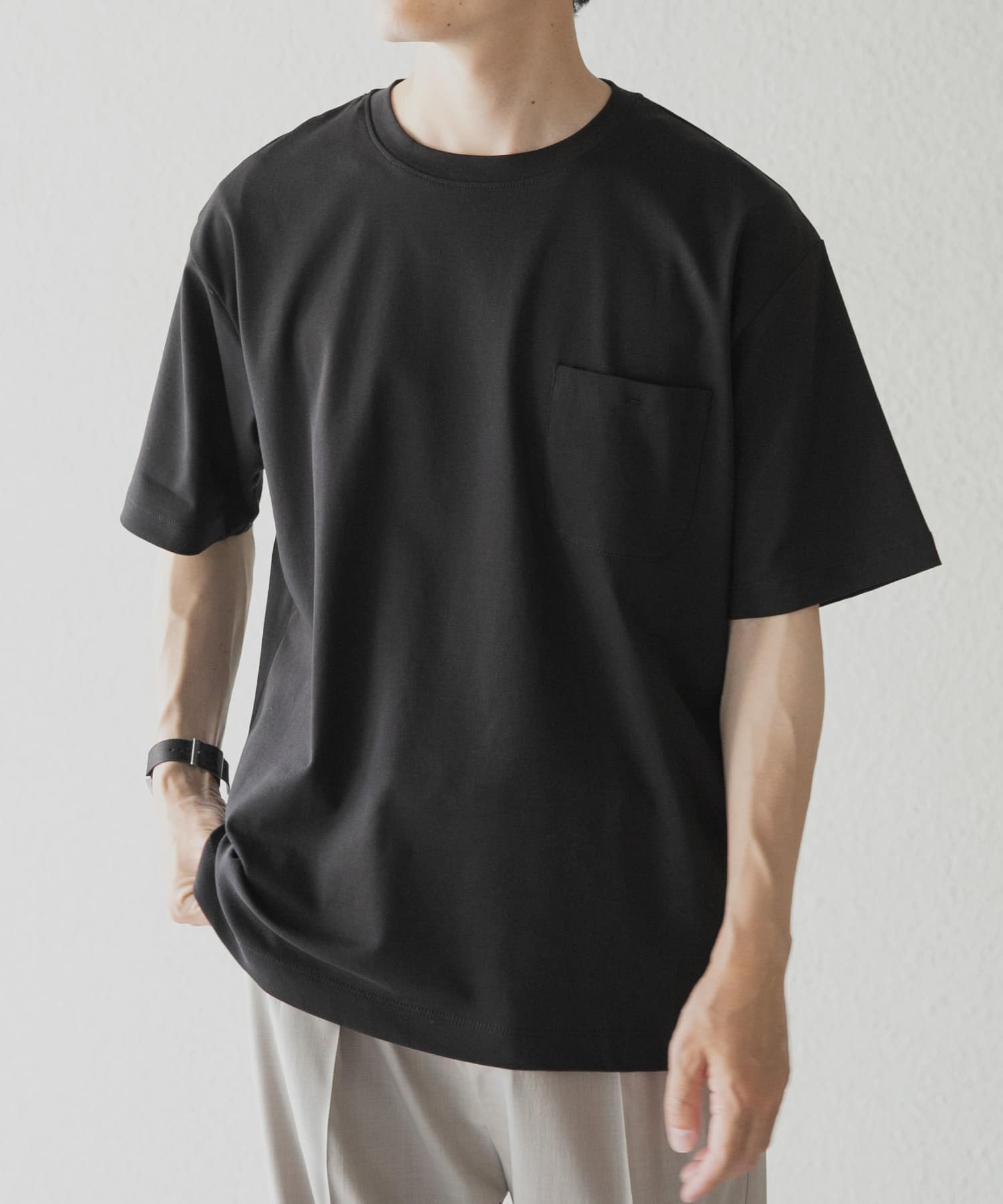 Fine Cotton クルーネックポケットTシャツ