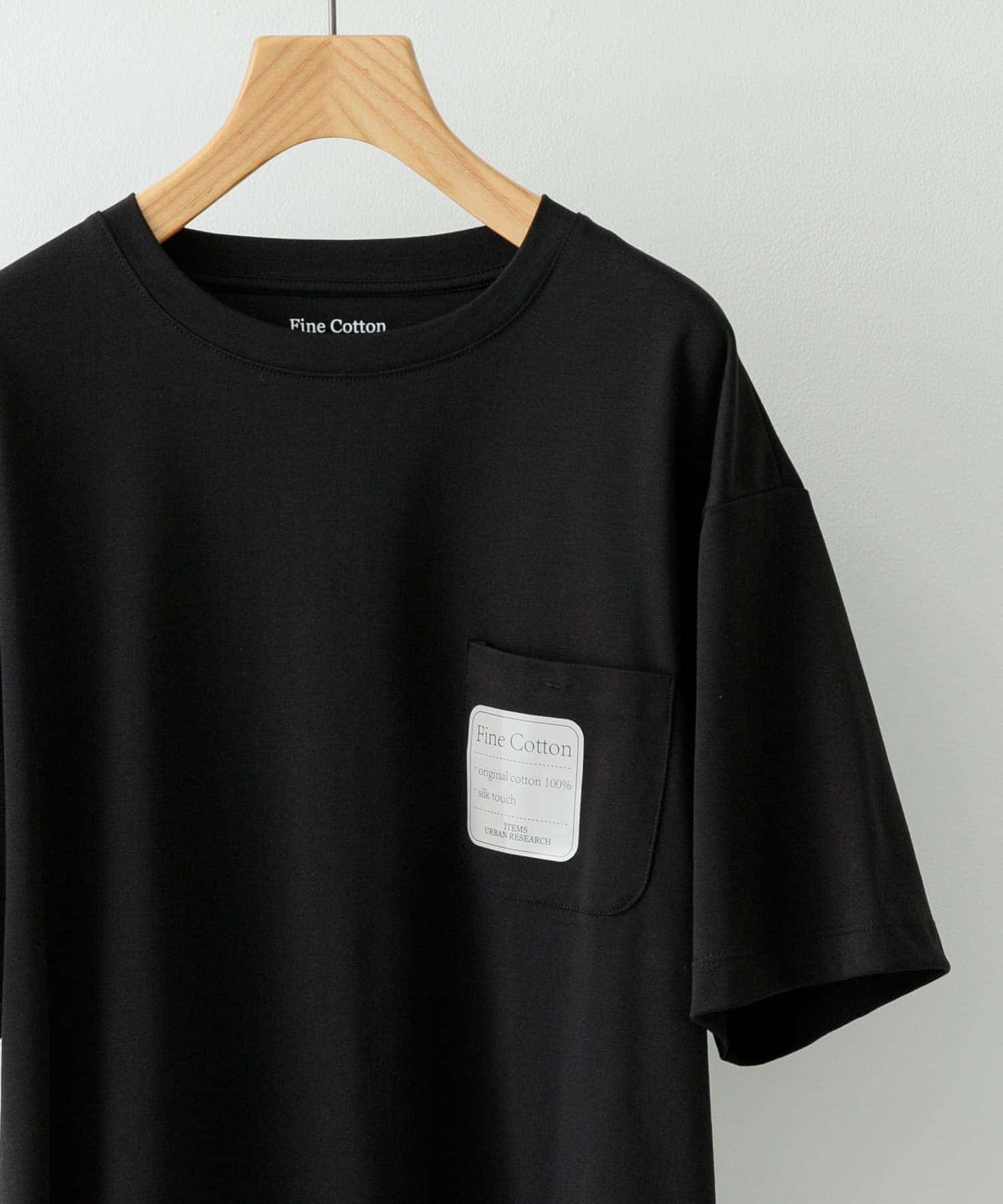 Fine Cotton クルーネックポケットTシャツ BLK M