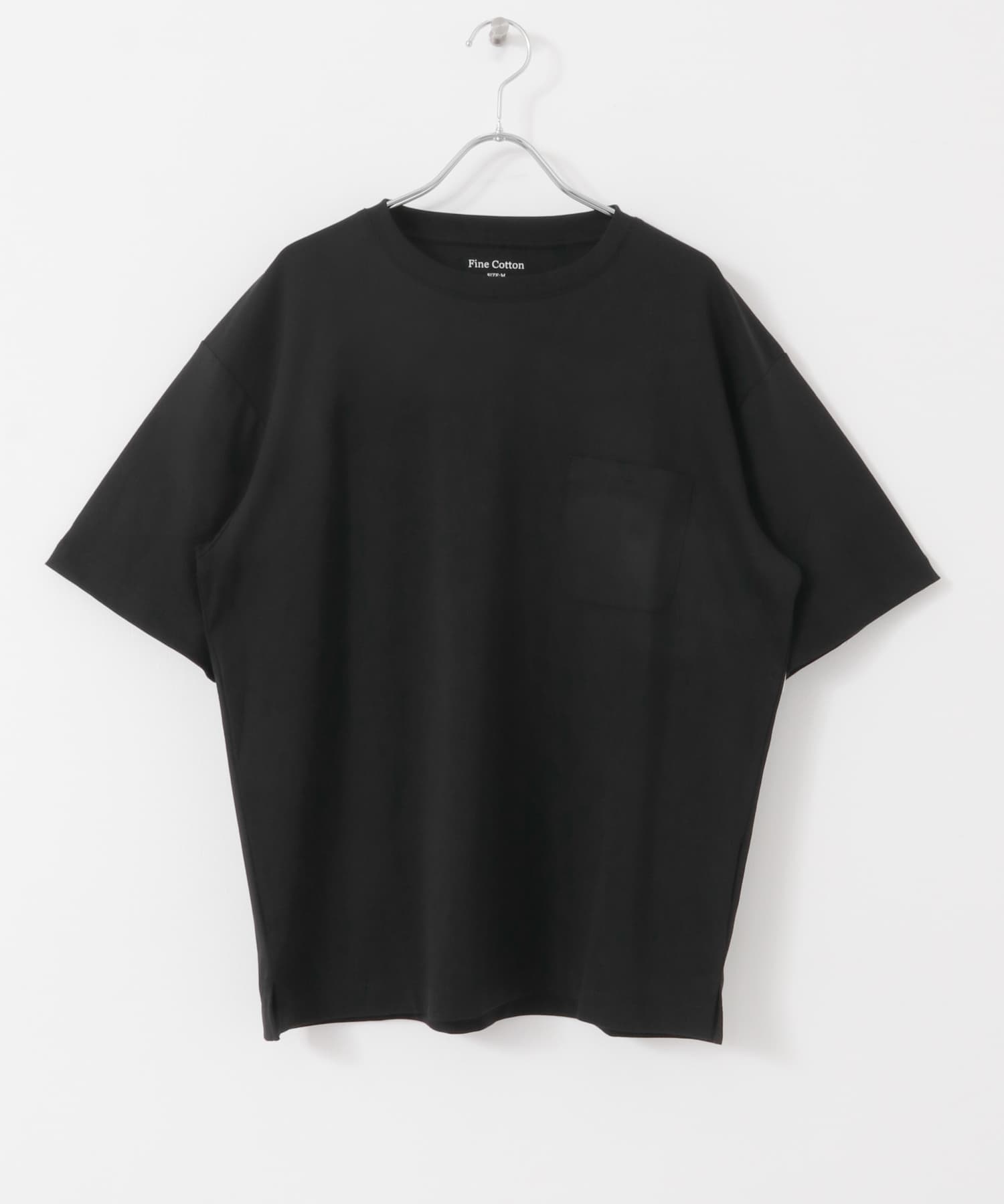 Fine Cotton クルーネックポケットTシャツ BLK S