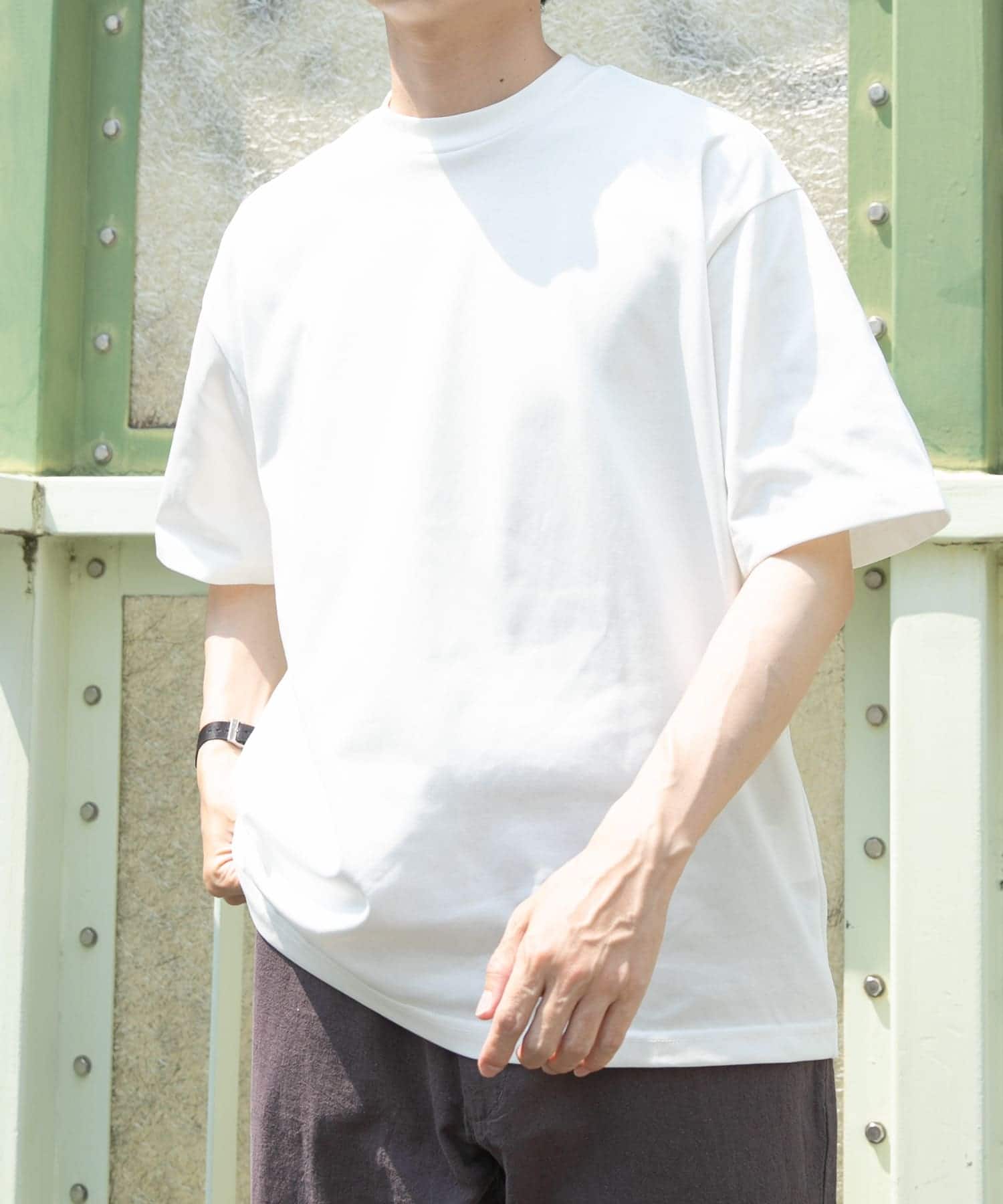 『接触冷感/UVカット』シルケットクルーネックTシャツ