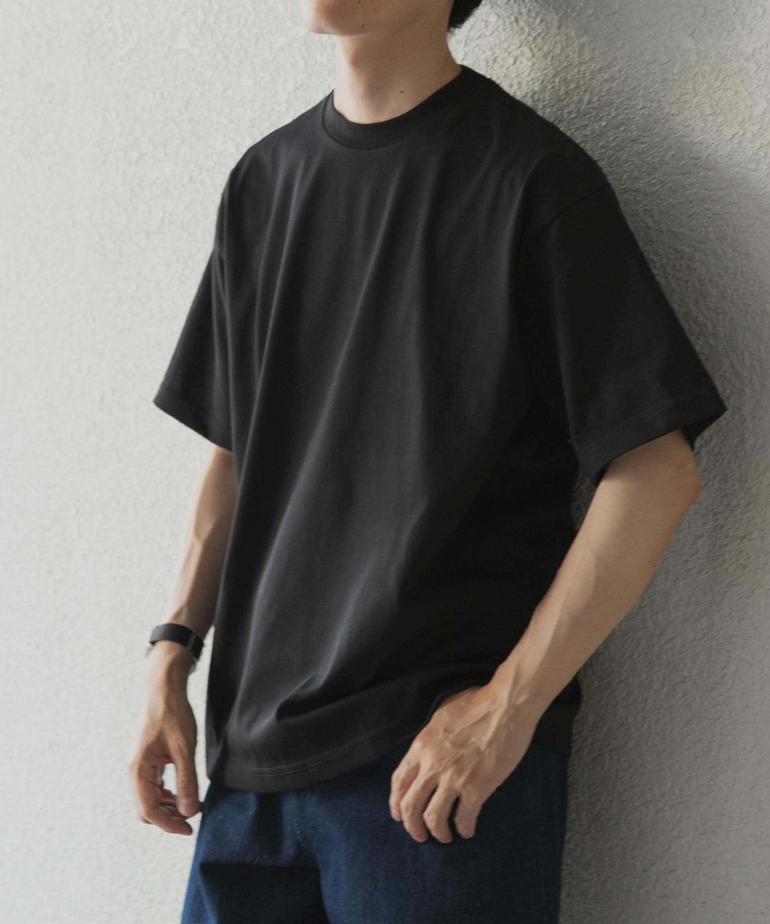 『接触冷感/UVカット』シルケットクルーネックTシャツ