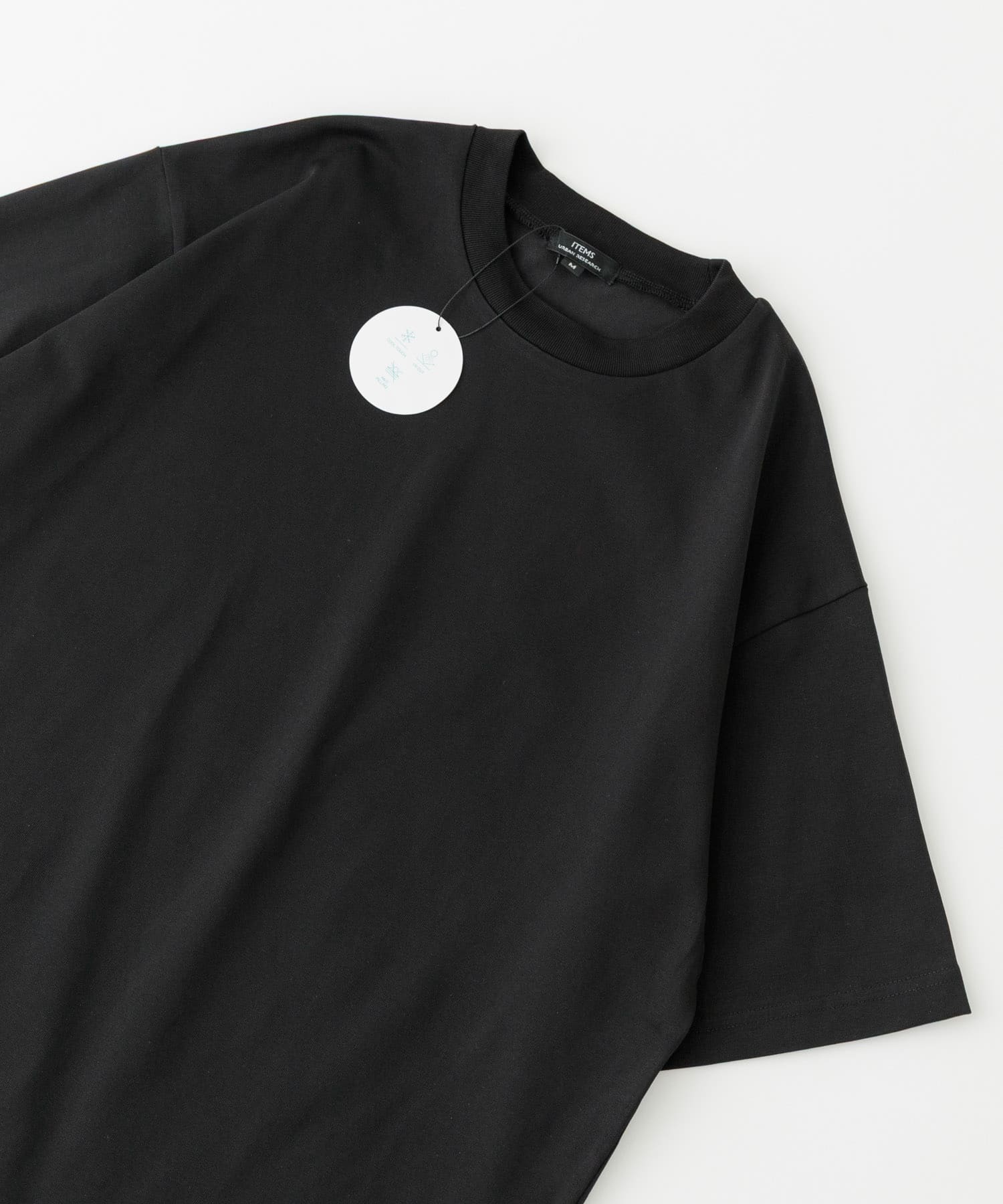 『接触冷感/UVカット』シルケットクルーネックTシャツ BLK M