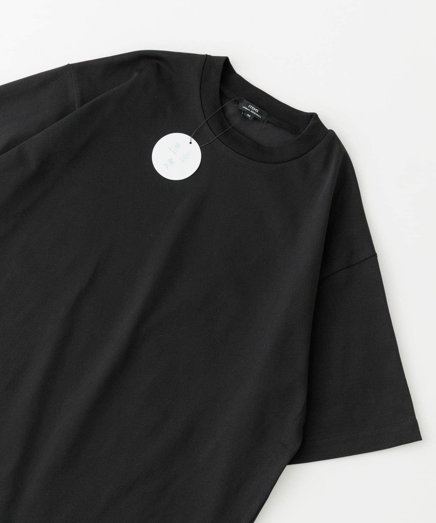 『接触冷感/UVカット』シルケットクルーネックTシャツ BLK M