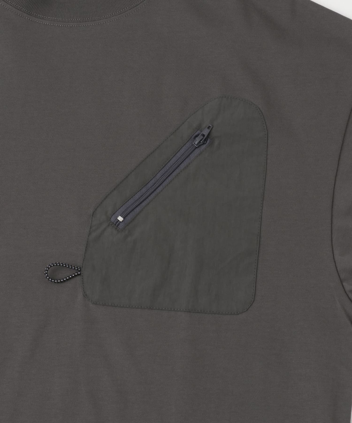 ジップポケットキリカエクルーネックTシャツ CHA M