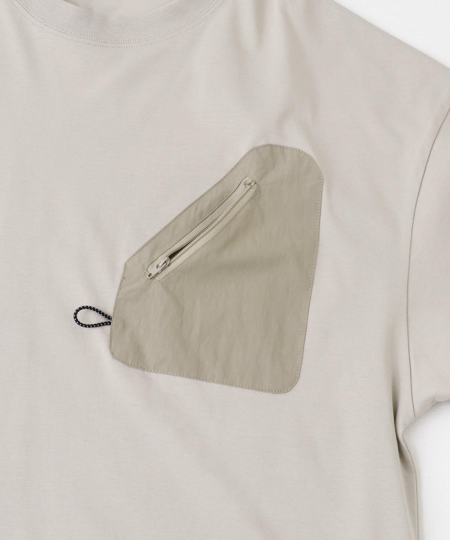 ジップポケットキリカエクルーネックTシャツ GREIGE M