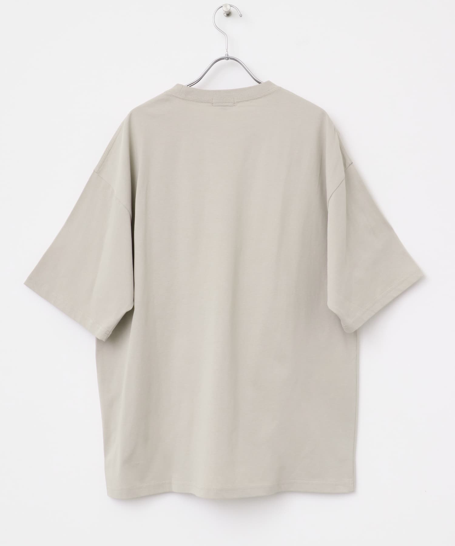 ジップポケットキリカエクルーネックTシャツ GREIGE M