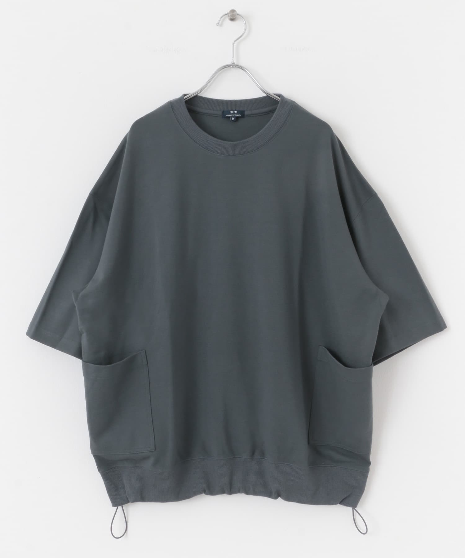 サイドストレージ半袖ポンチTops D.GRY M