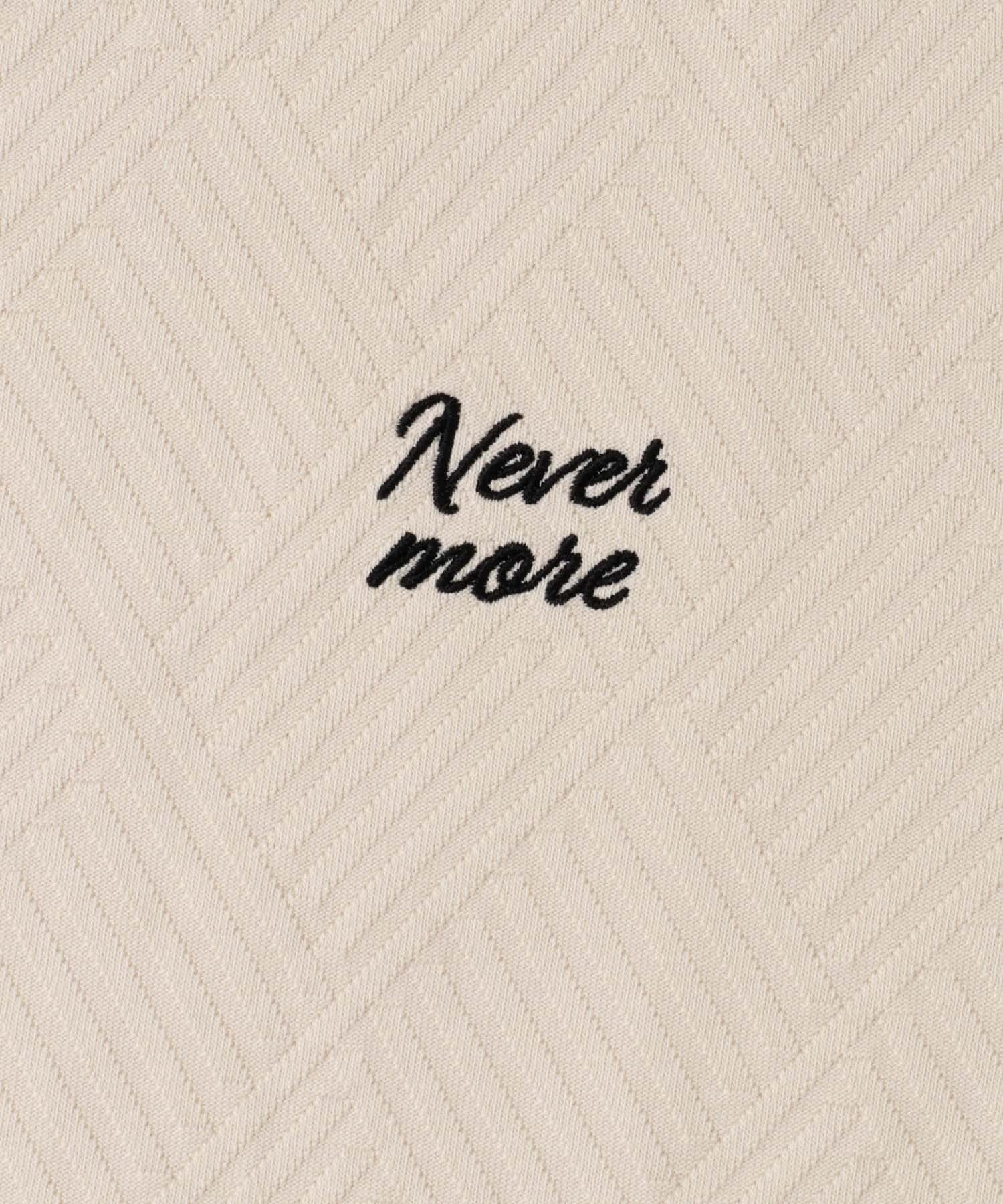 ワンポイント刺繍ヘリンボンジャカードTシャツ BEG M