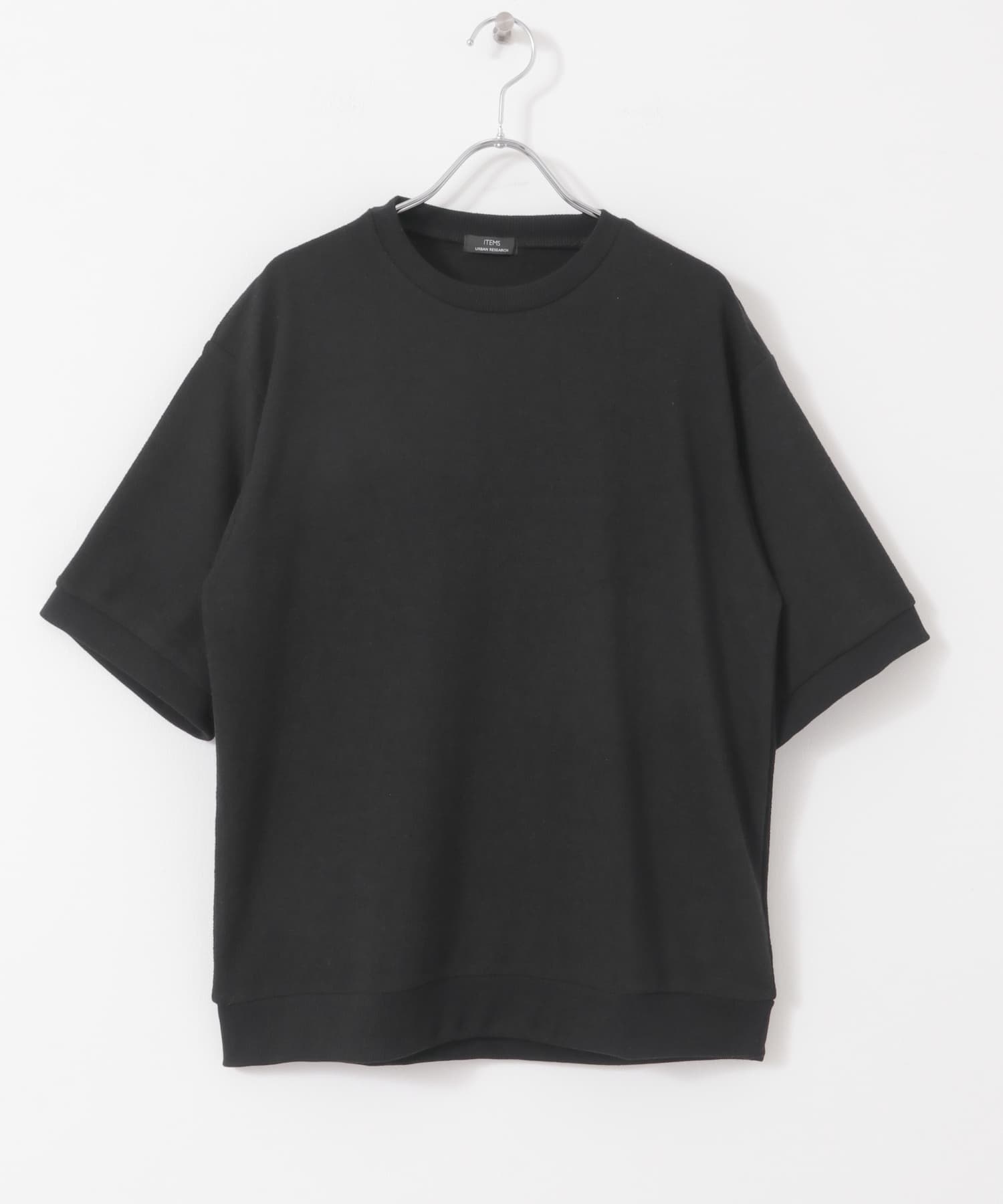 クレープジョーゼットクルーネック Tシャツ BLK S