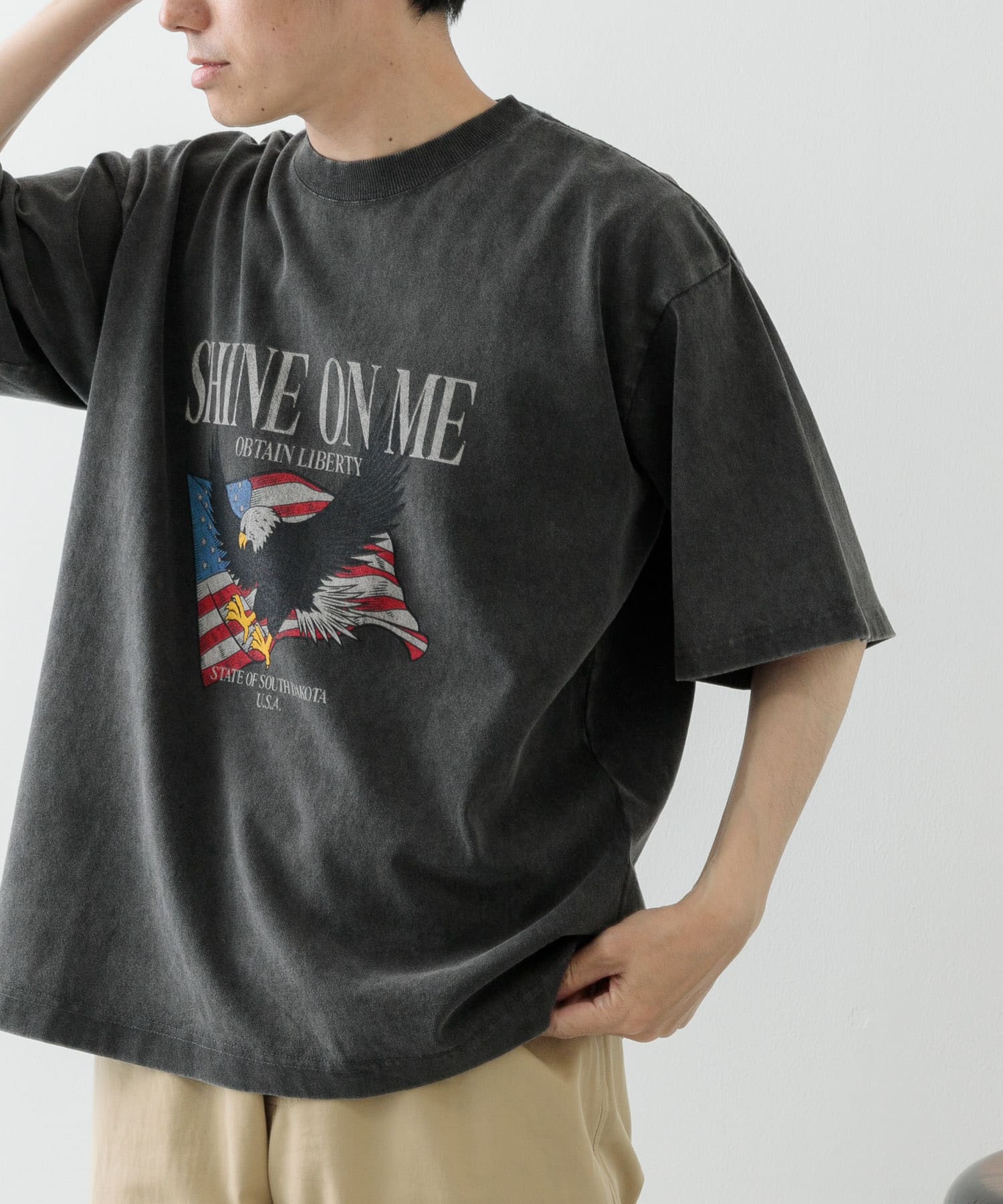 パウダー加工天竺半袖Tシャツ