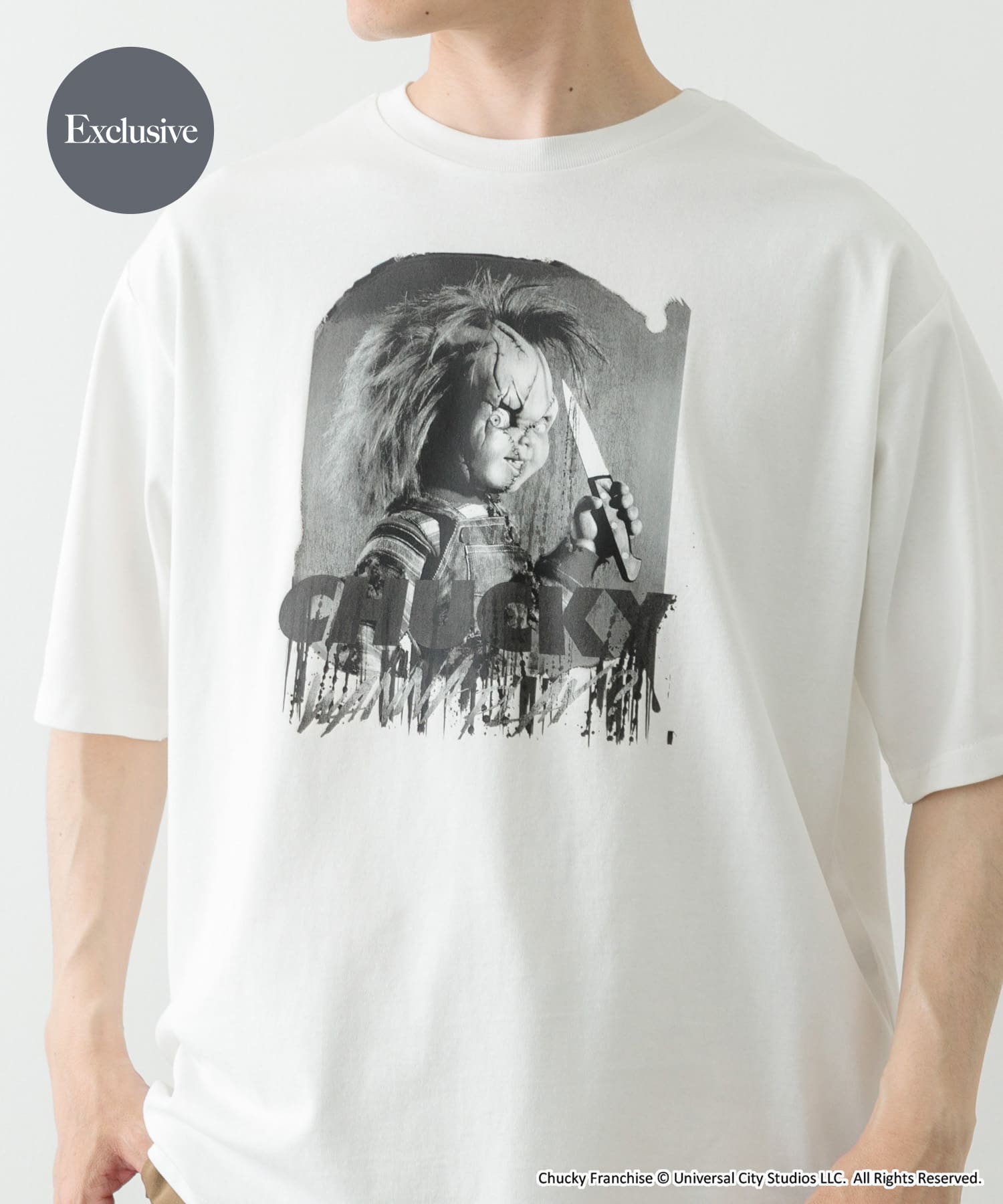 『別注』ホラーMOVIEプリントTシャツ CHU WHT M