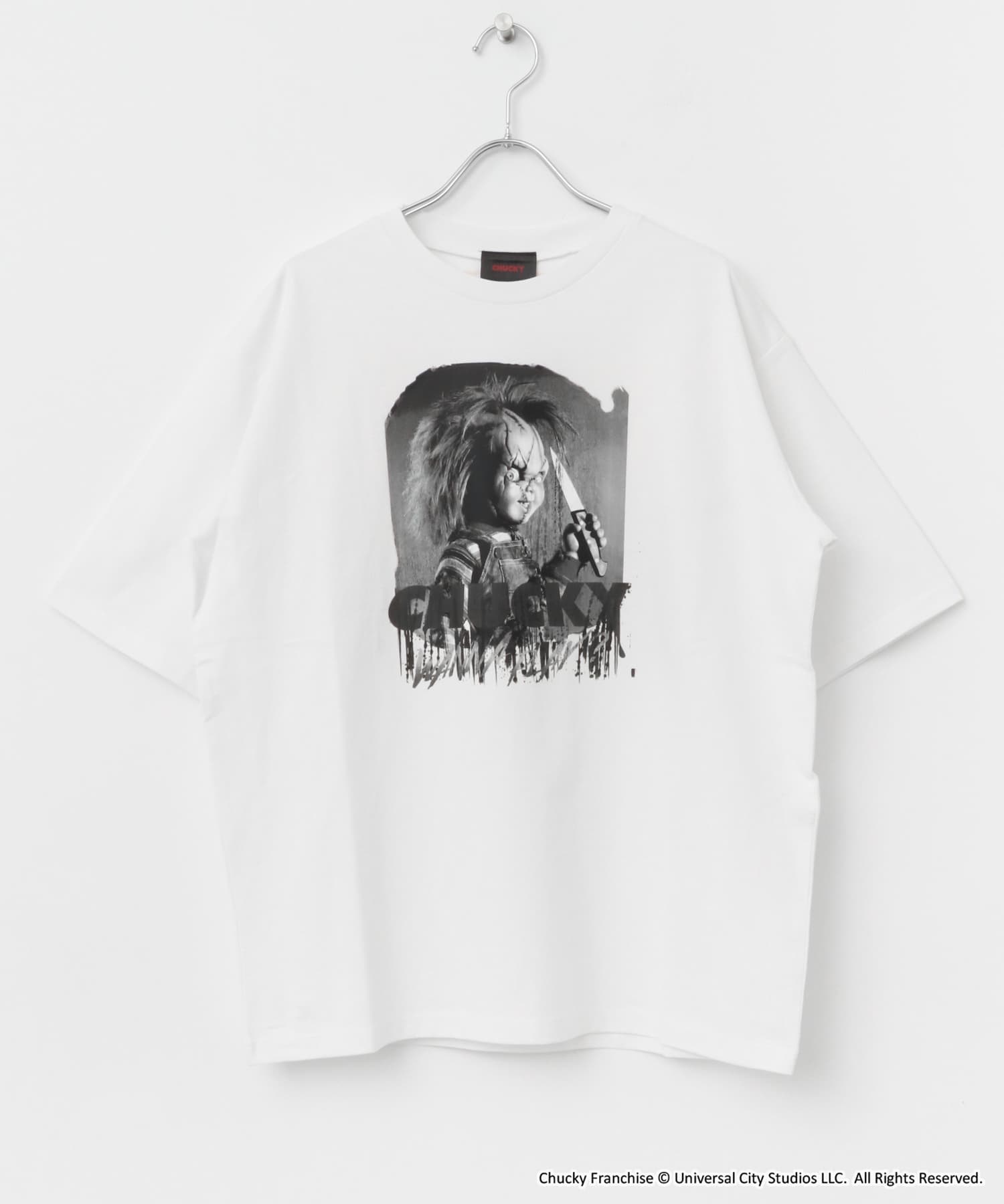 『別注』ホラーMOVIEプリントTシャツ CHU WHT M