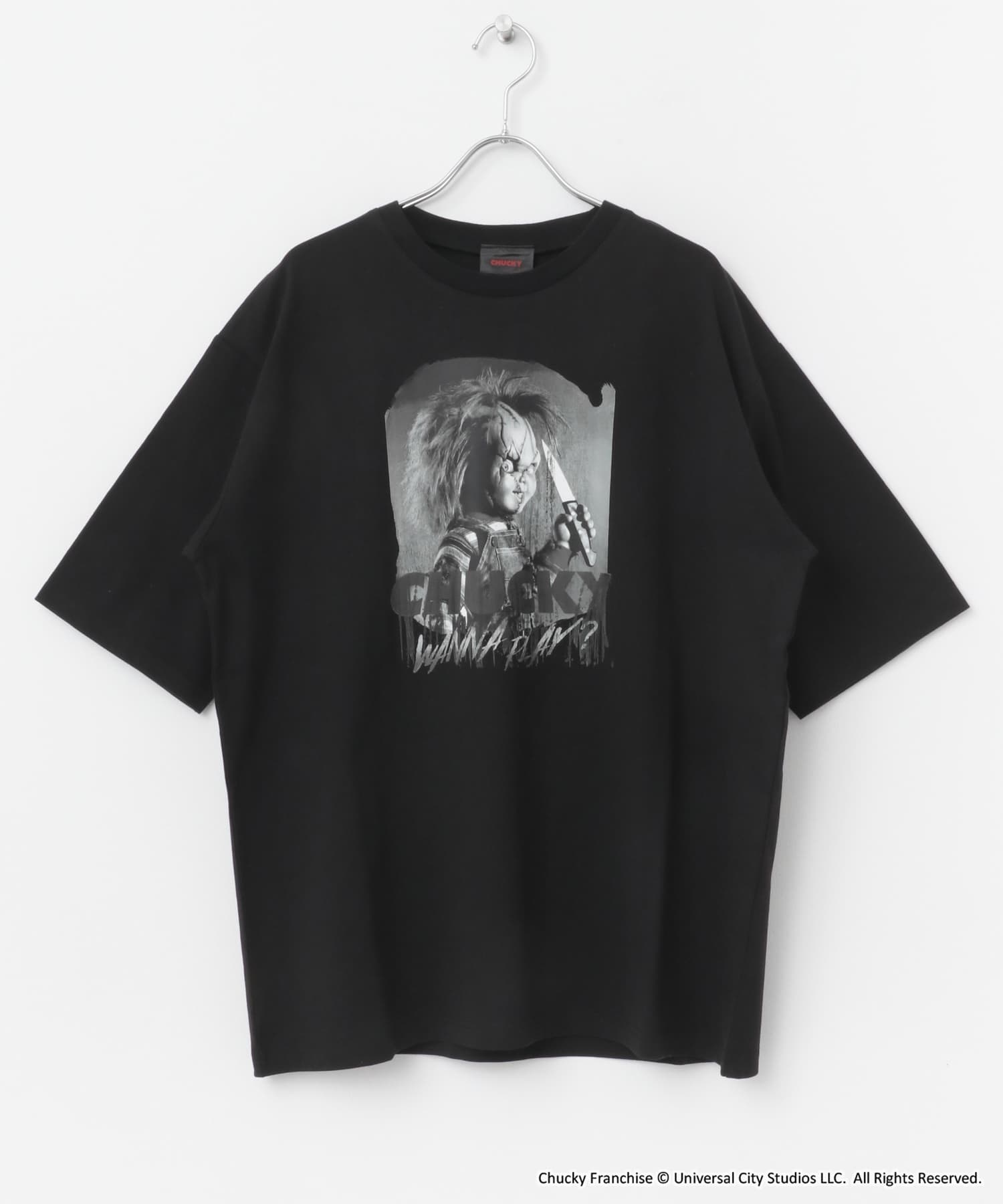 『別注』ホラーMOVIEプリントTシャツ CHU BLK M