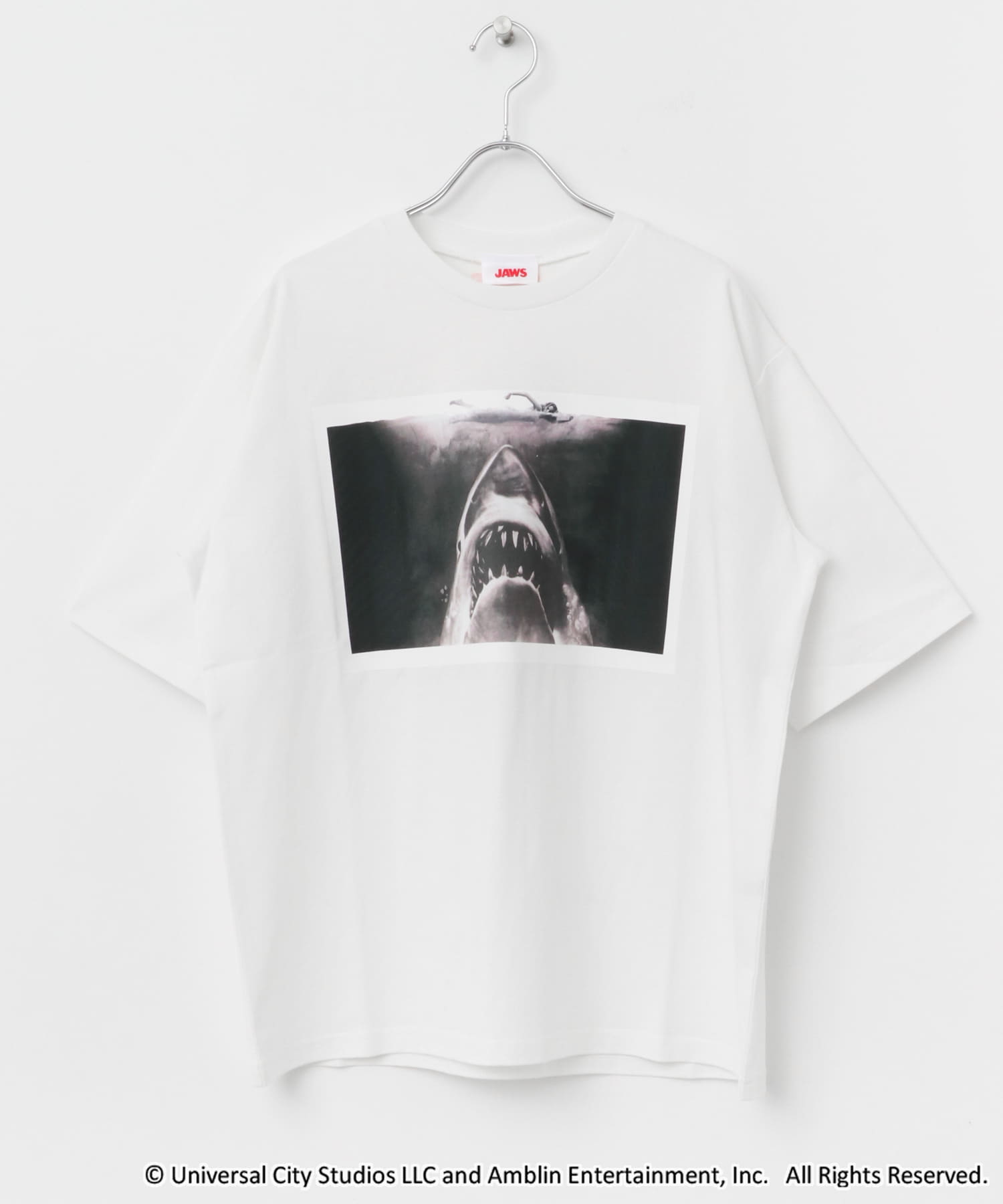 『別注』ホラーMOVIEプリントTシャツ JAWS WHT M