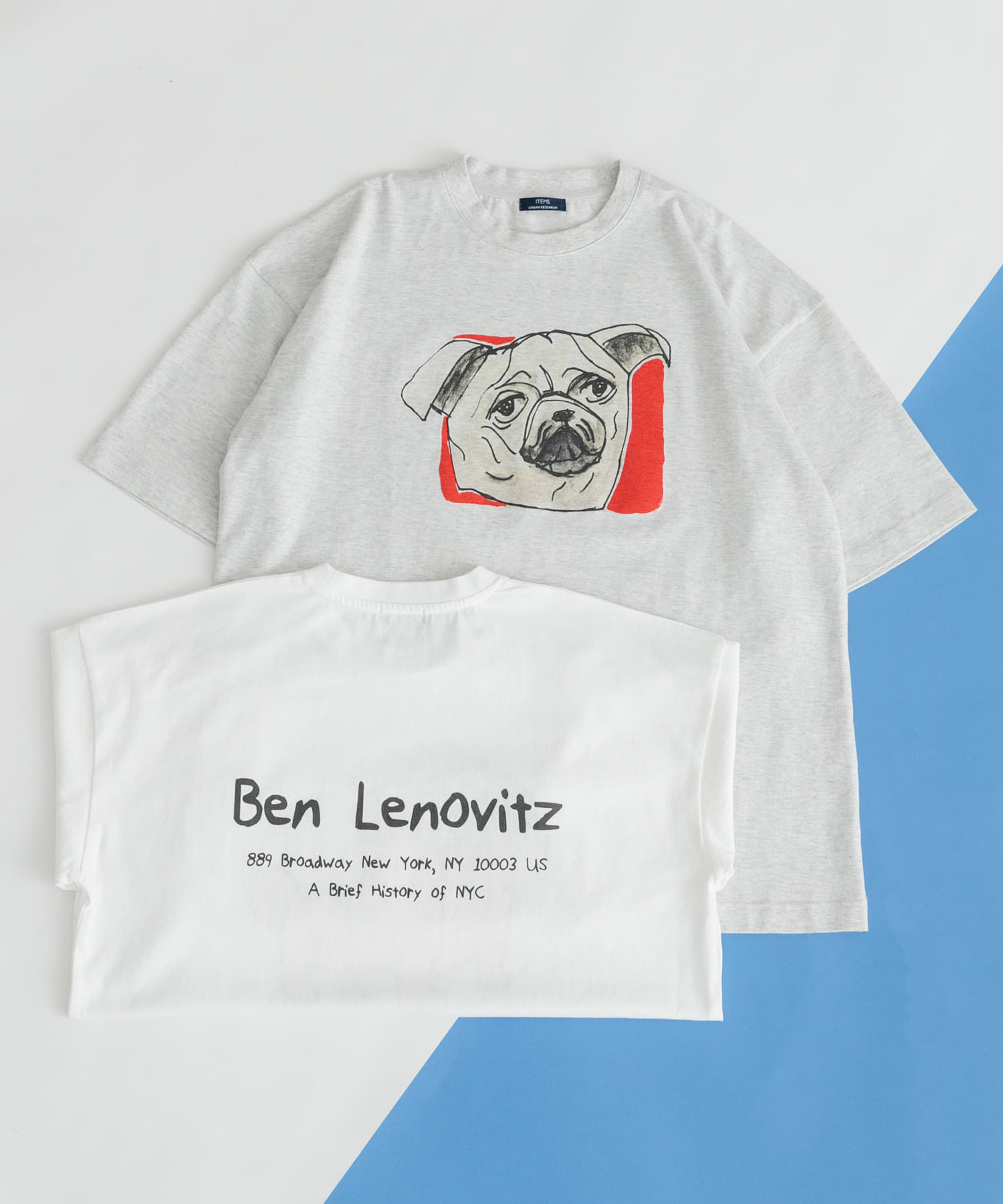 BEN LENOVITZ Dog Print T-shirts FACE GRY M
