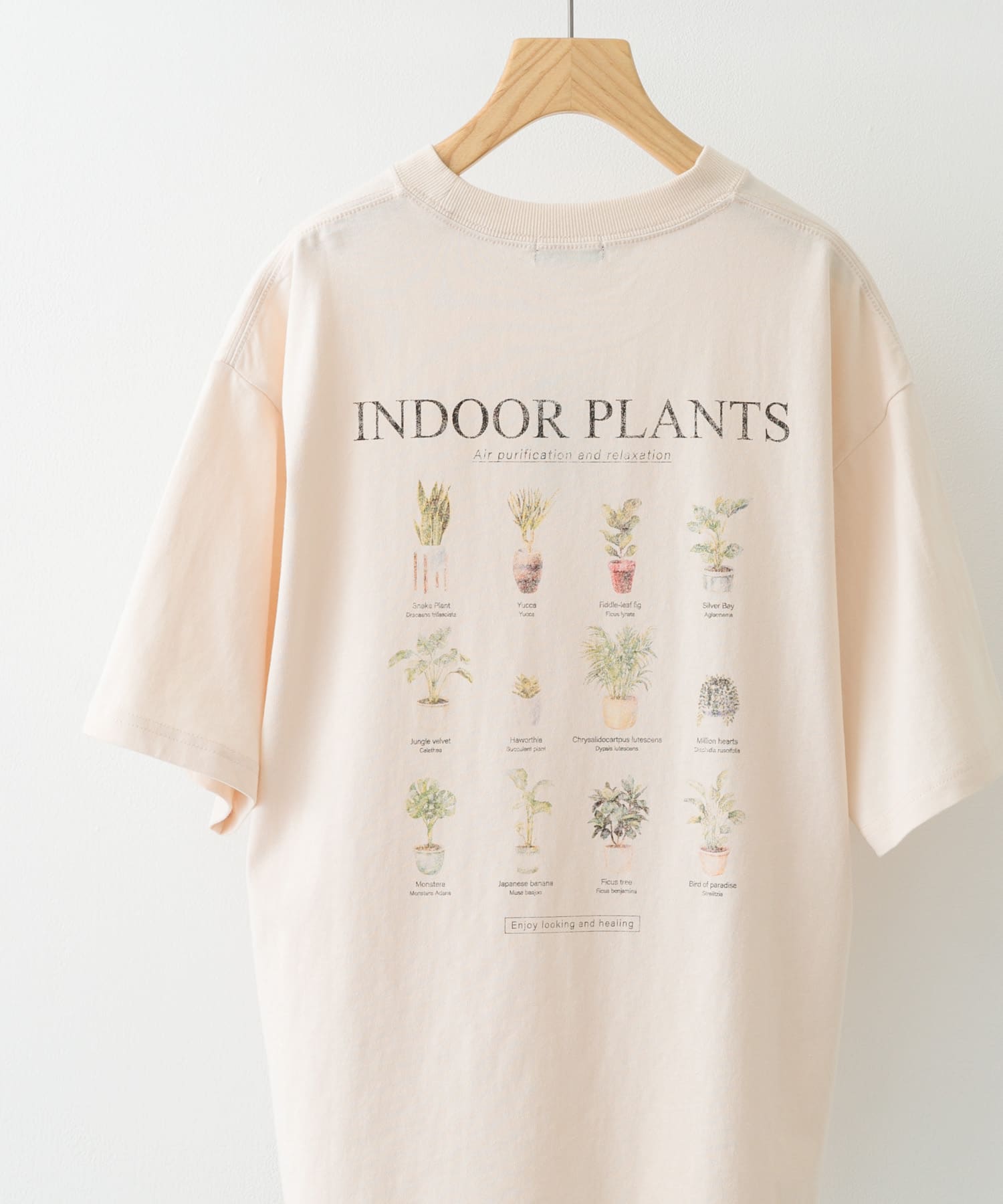 PlantsバックプリントusedライクTシャツ BEG M