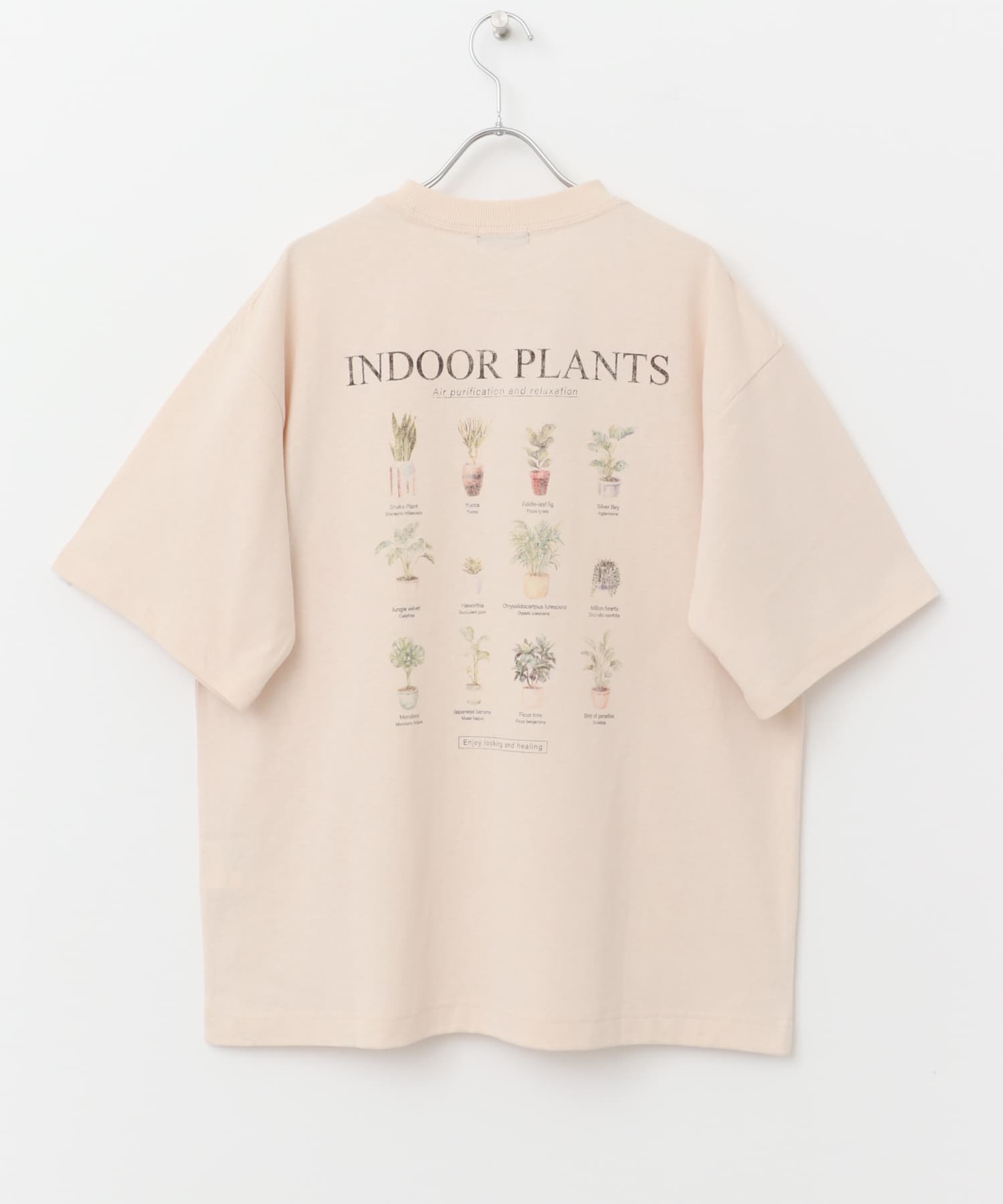PlantsバックプリントusedライクTシャツ BEG M